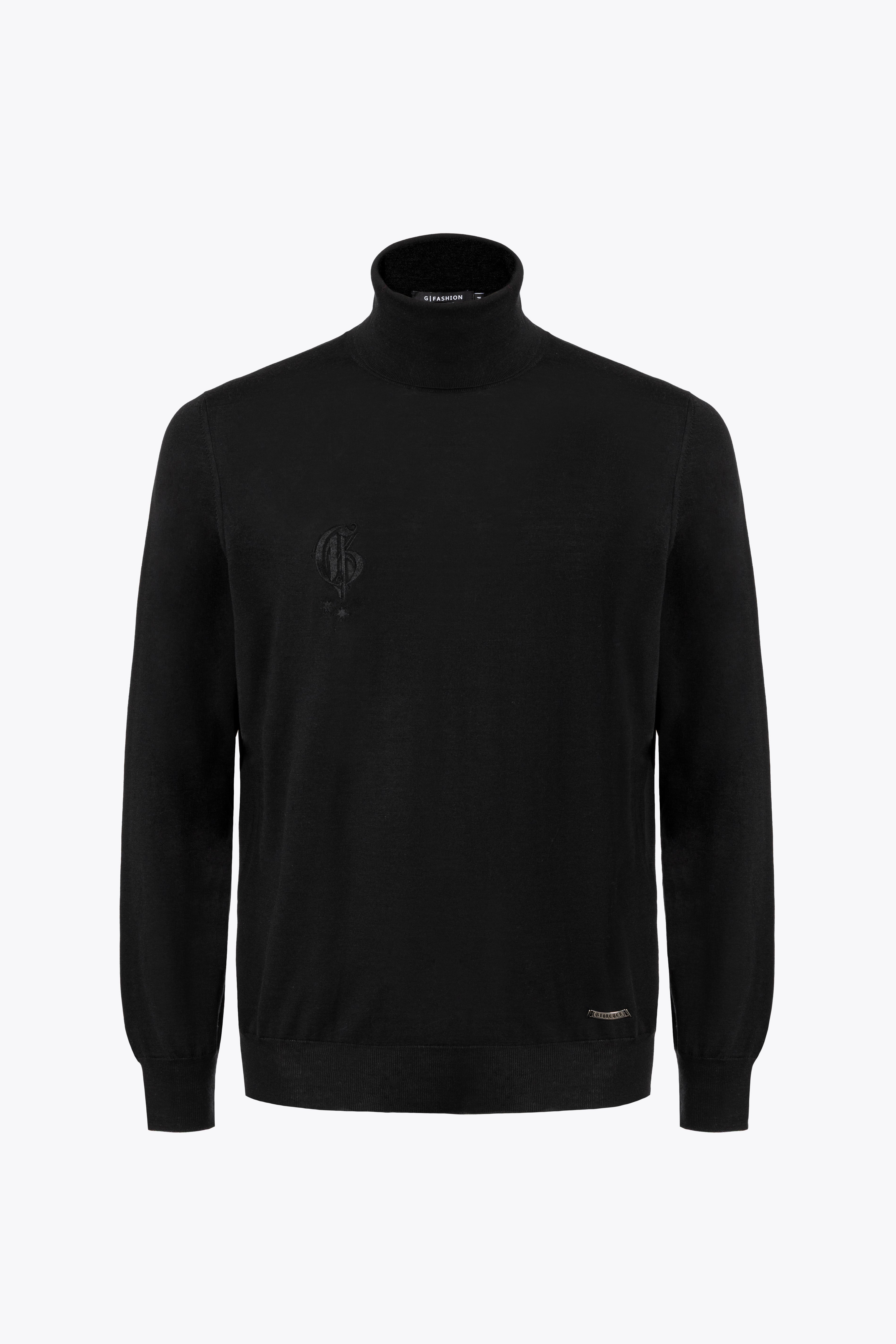 Black Cashmere Silk Mockneck