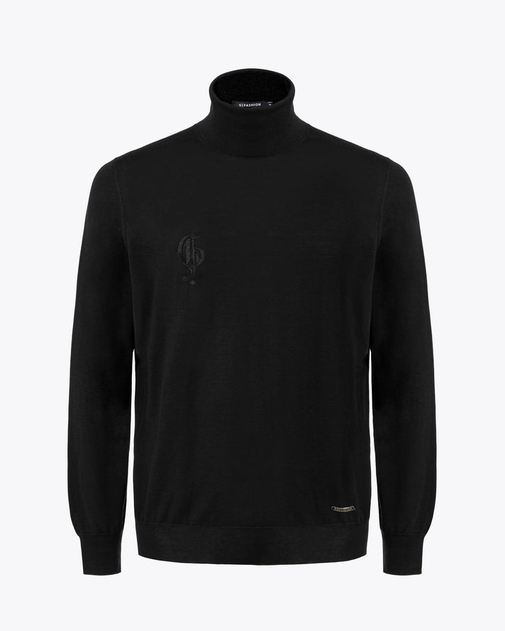 Black Cashmere Silk Mockneck