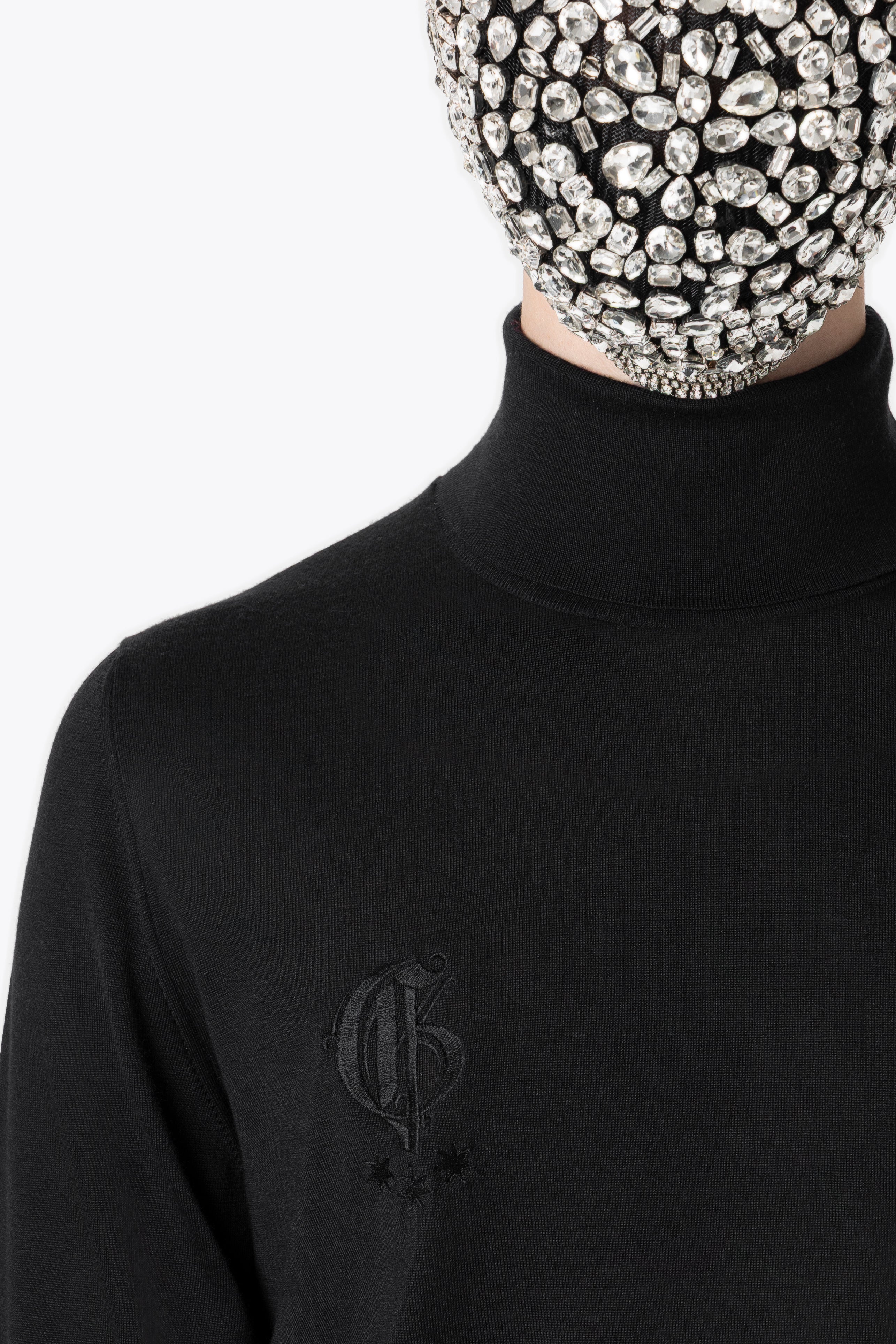 Black Cashmere Silk Mockneck