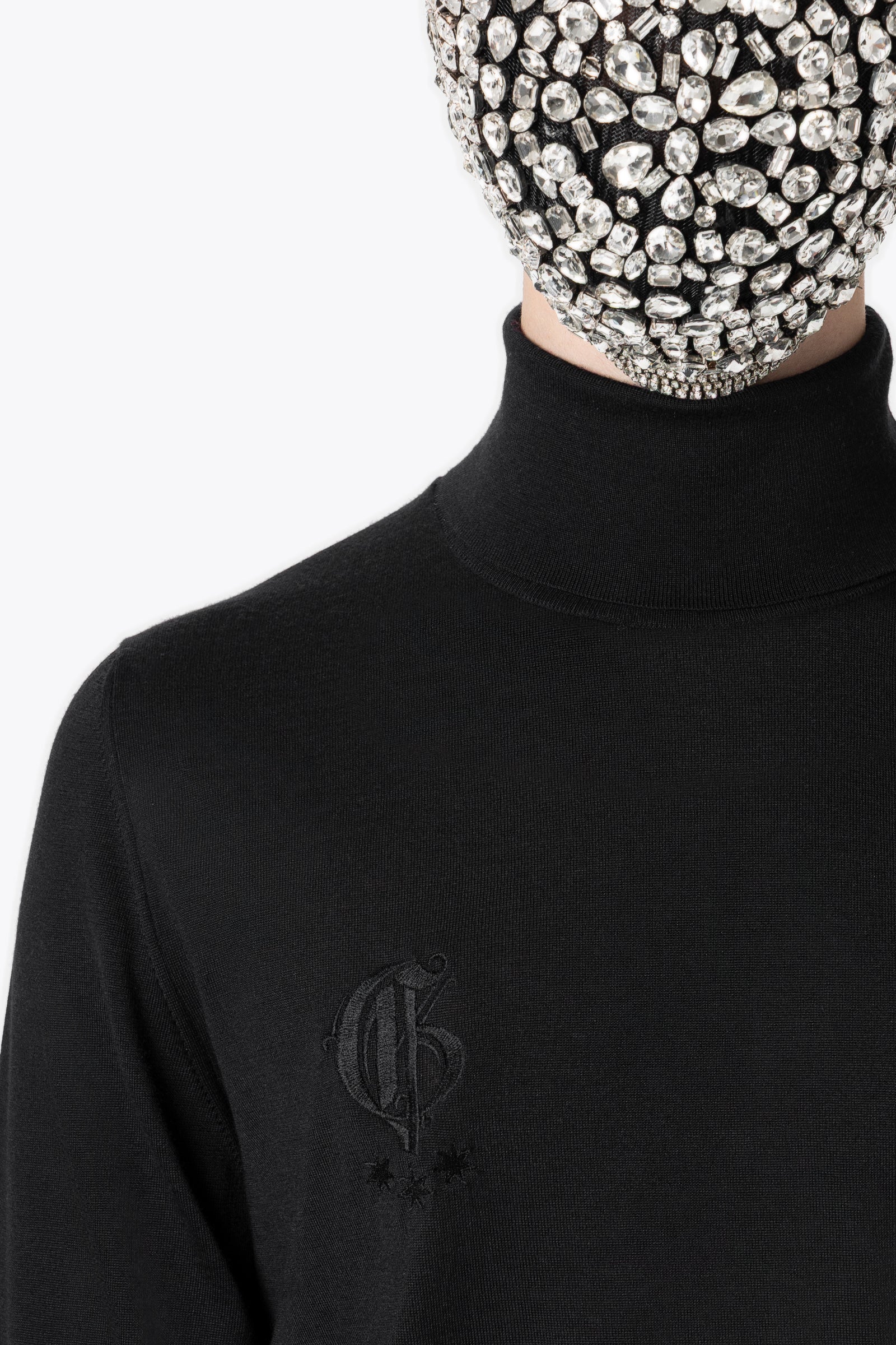 Black Cashmere Silk Mockneck
