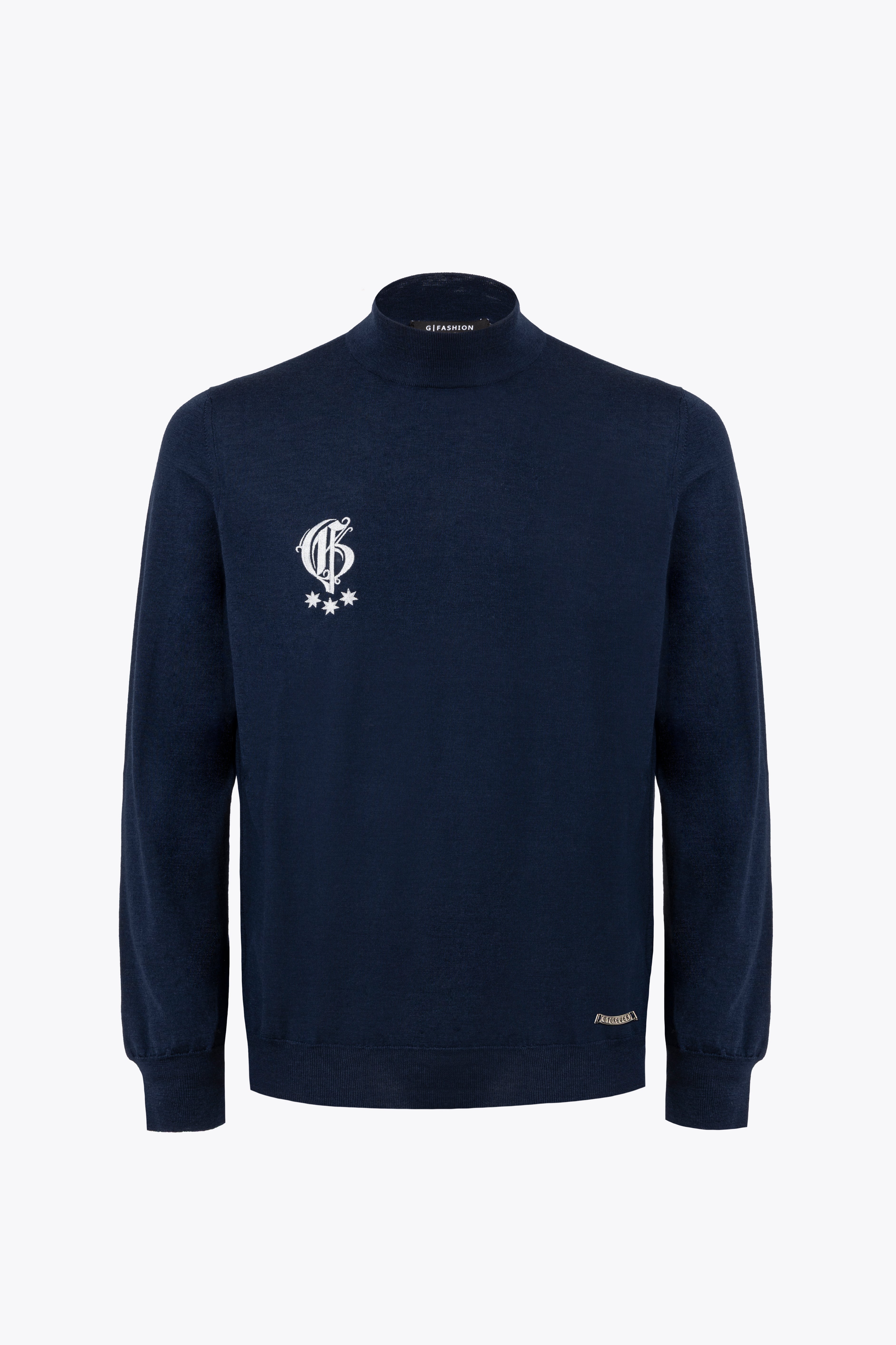 Dark Blue Cashmere Silk Turtleneck