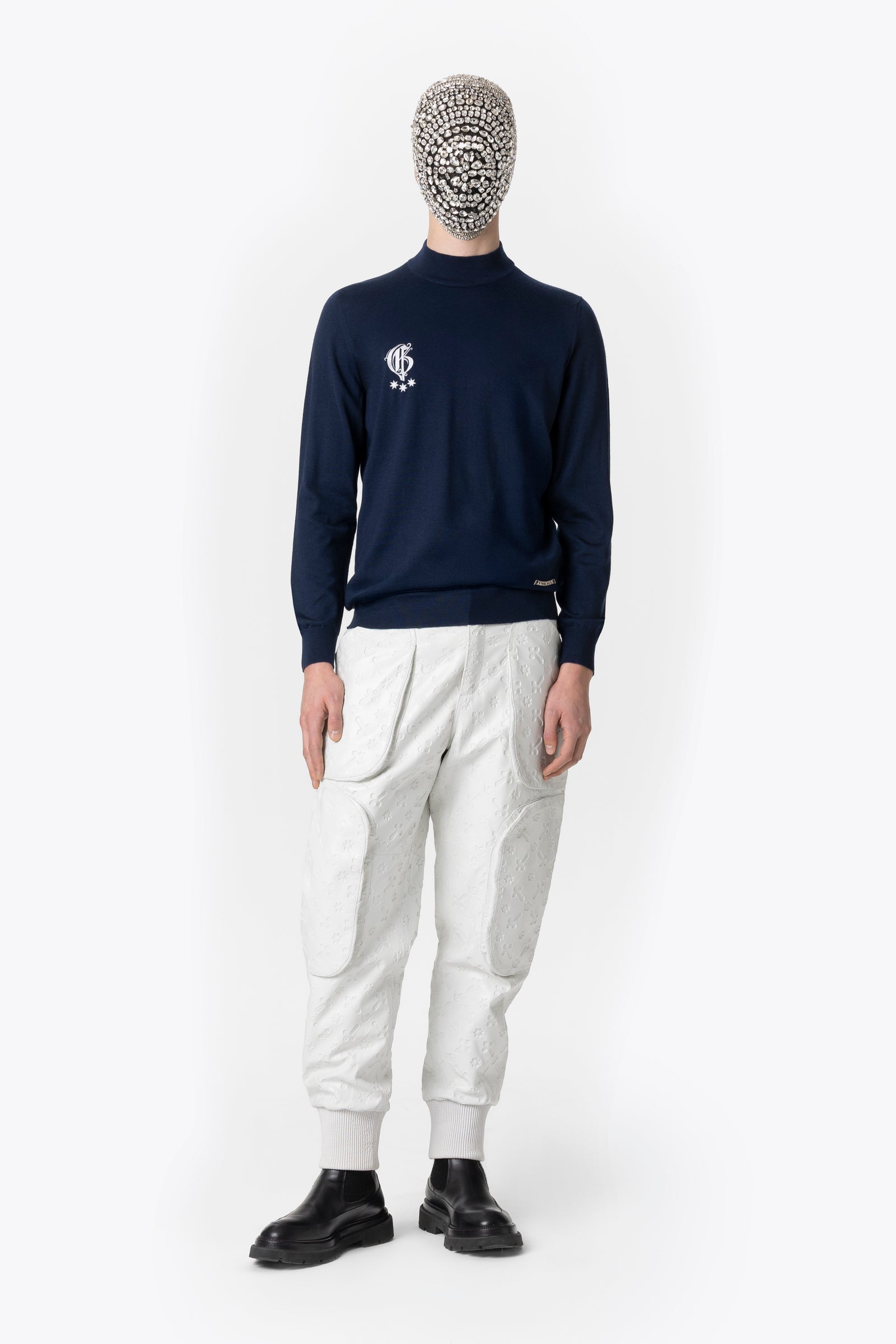 Dark Blue Cashmere Silk Turtleneck