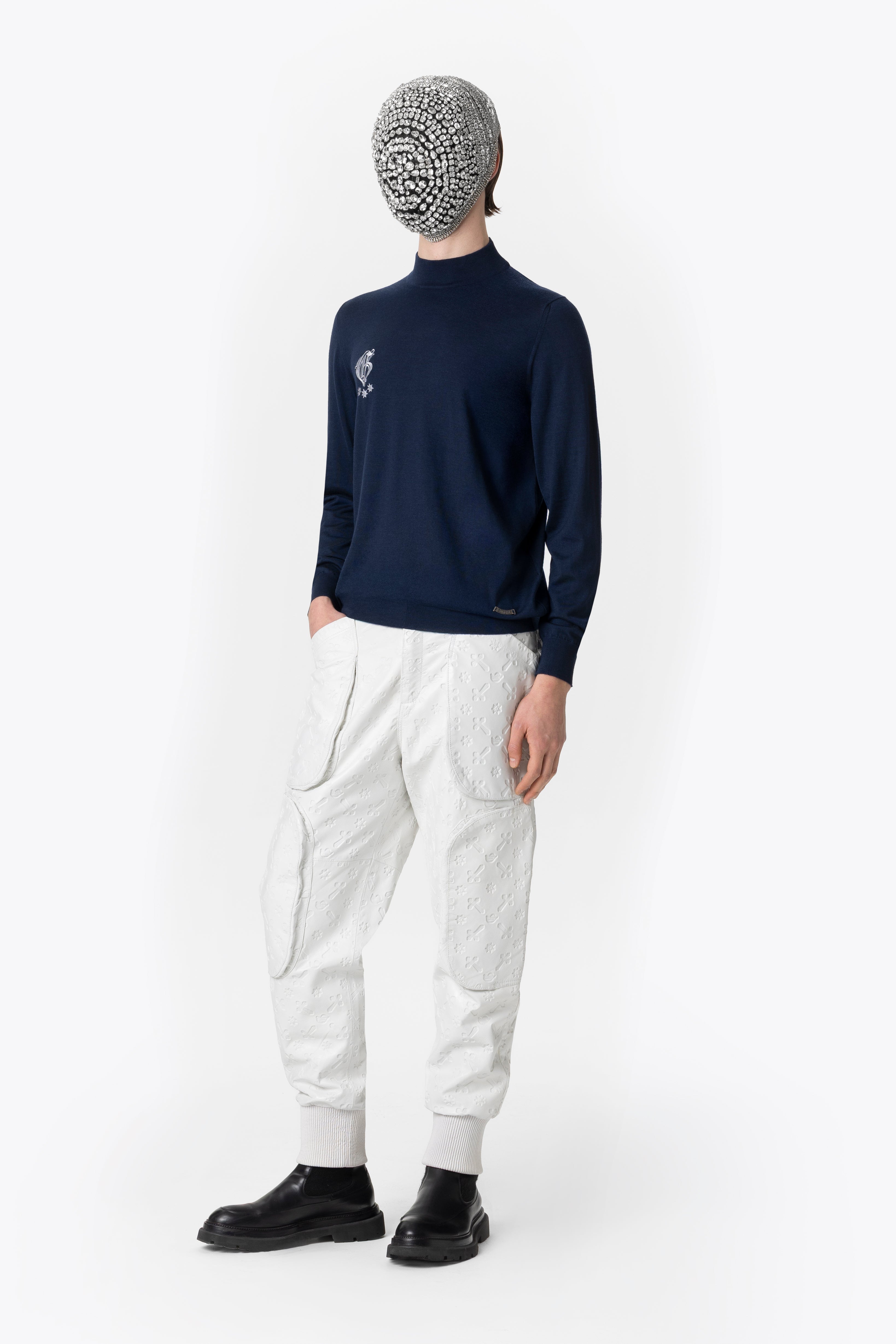 Dark Blue Cashmere Silk Turtleneck