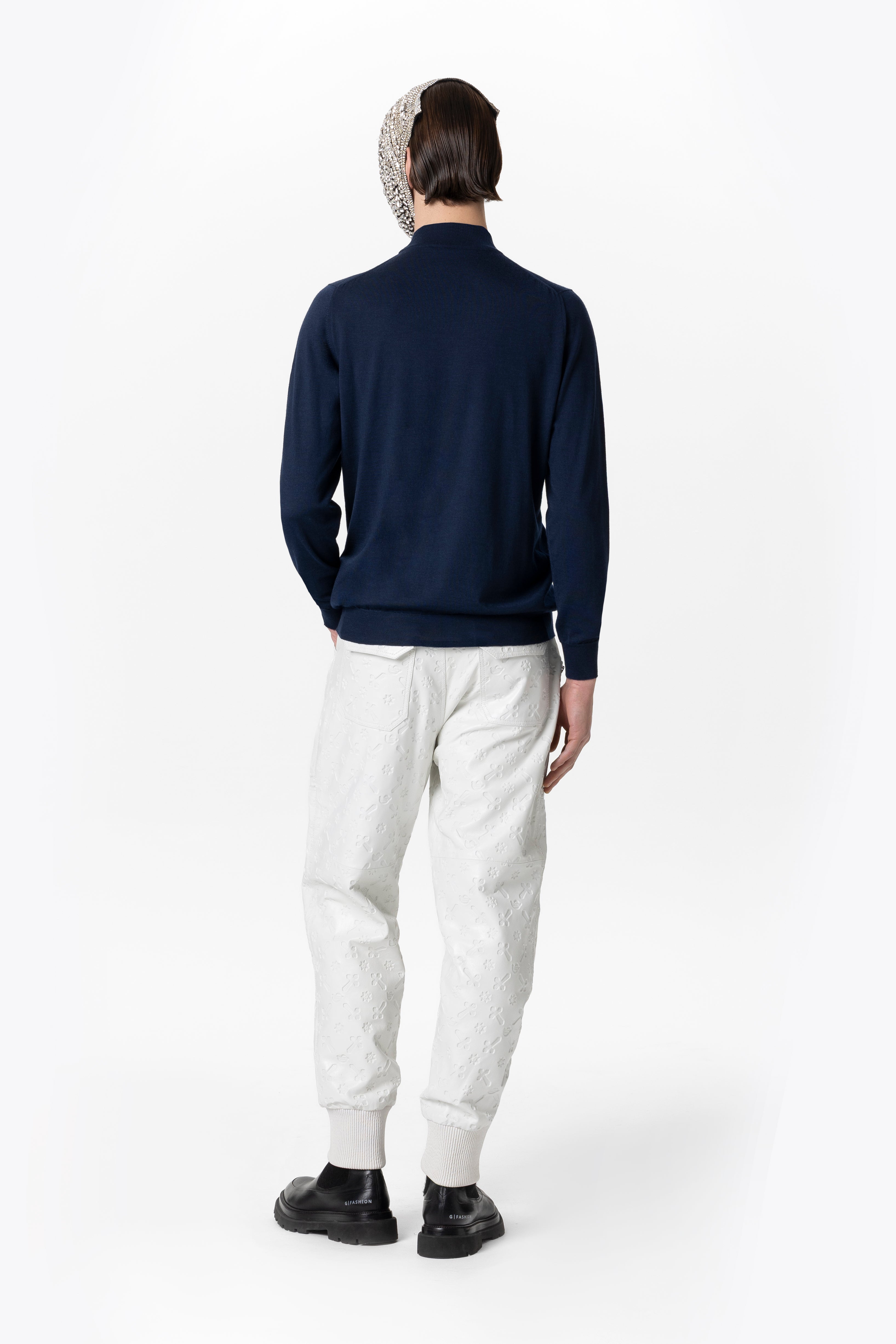 Dark Blue Cashmere Silk Turtleneck