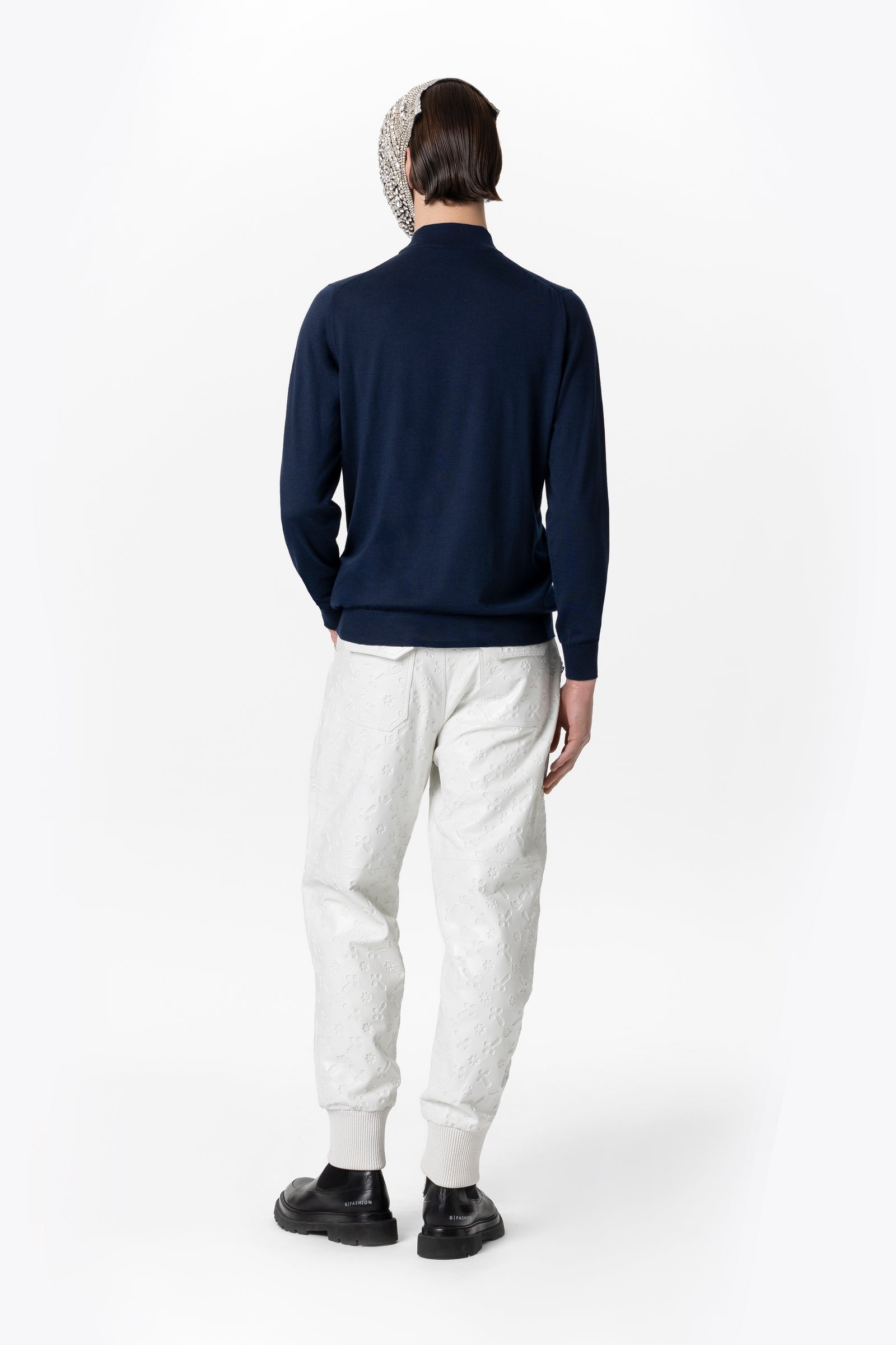 Dark Blue Cashmere Silk Turtleneck