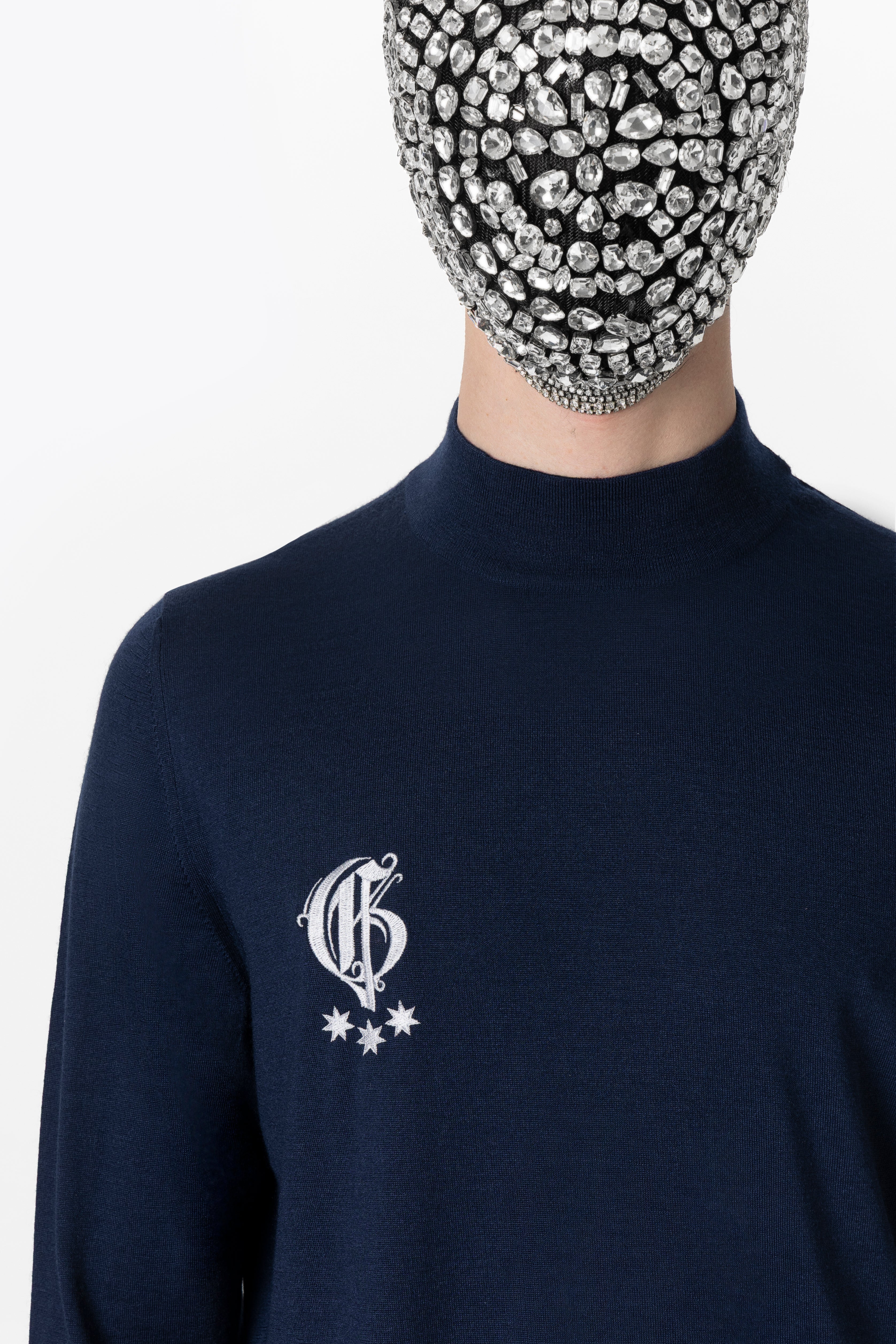 Dark Blue Cashmere Silk Turtleneck