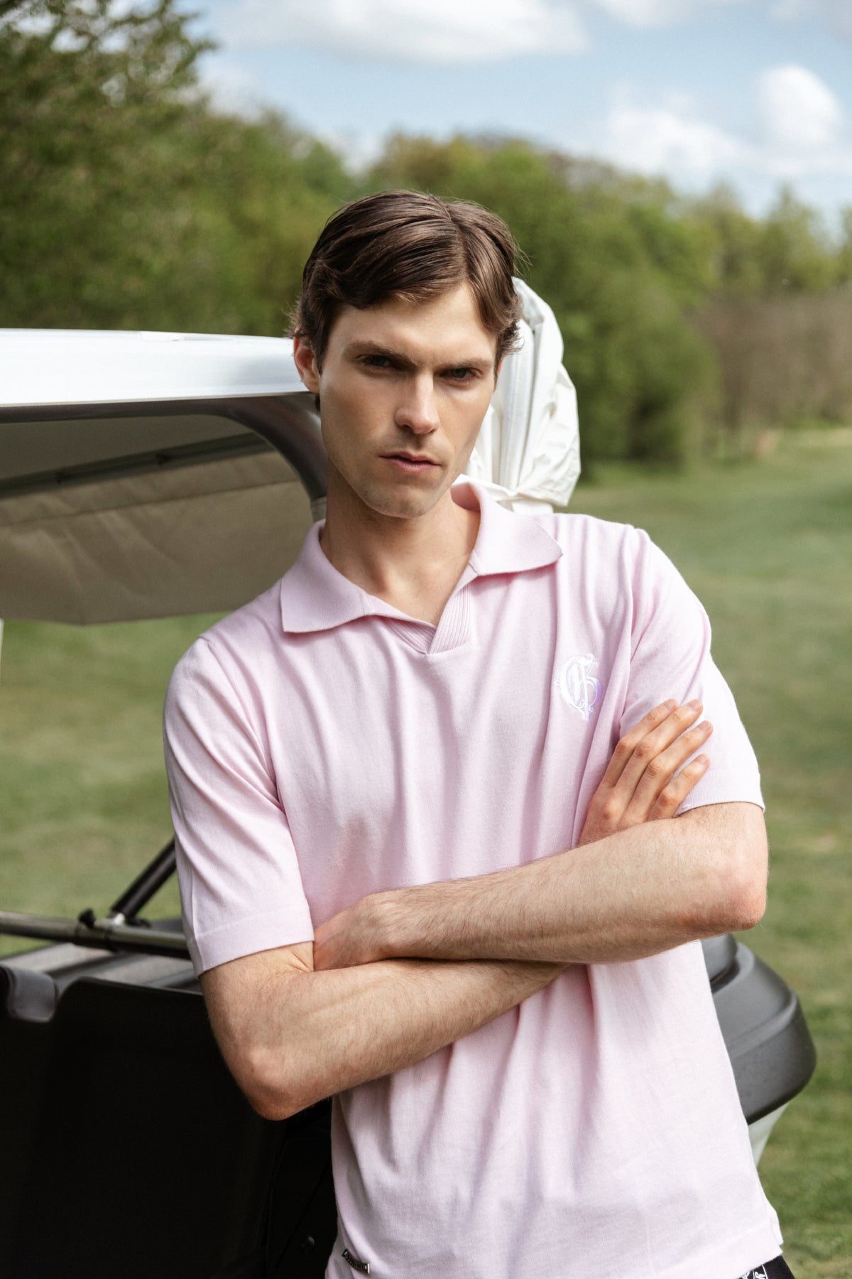 Pink Polo V-Neck