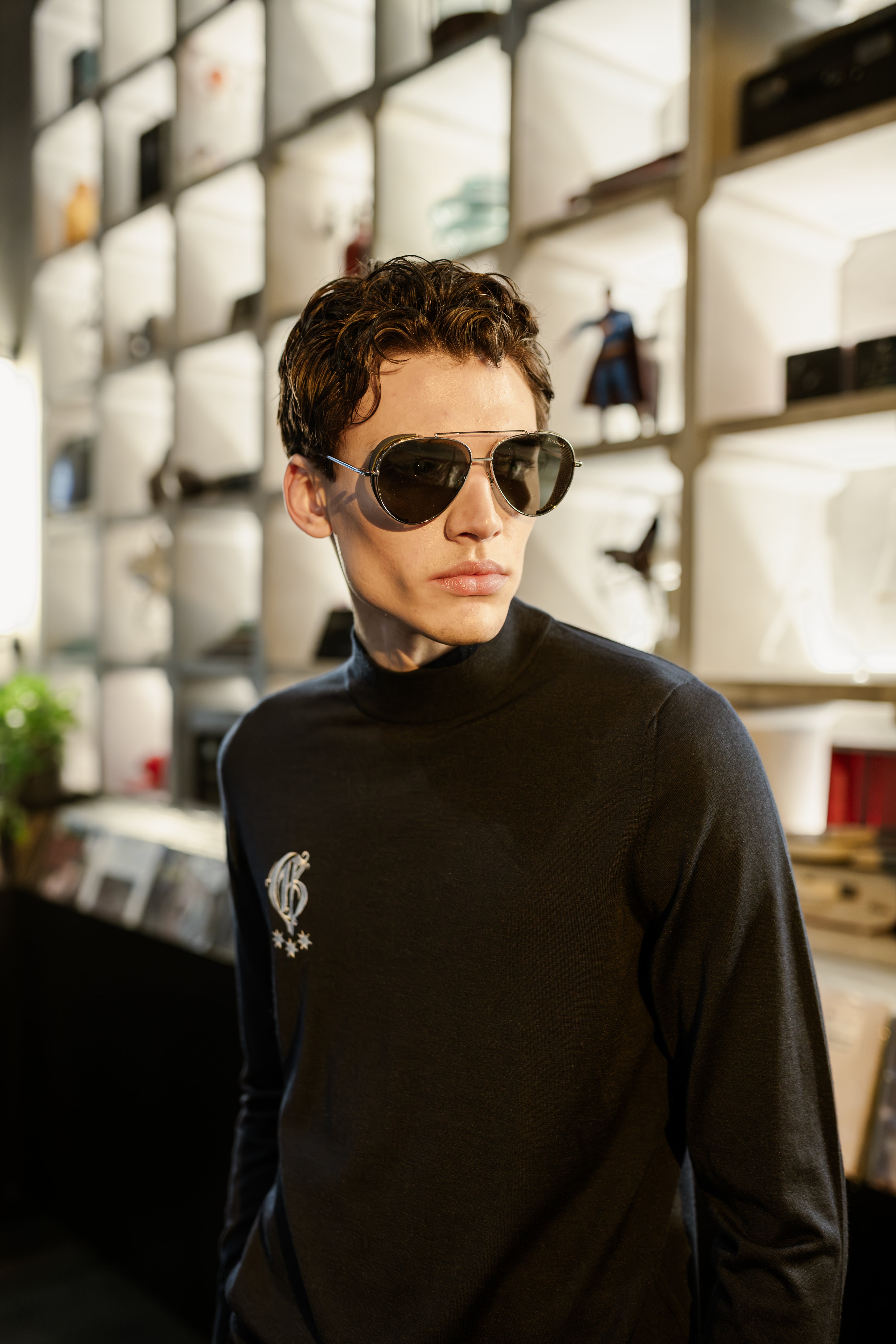 Dark Blue Cashmere Silk Turtleneck