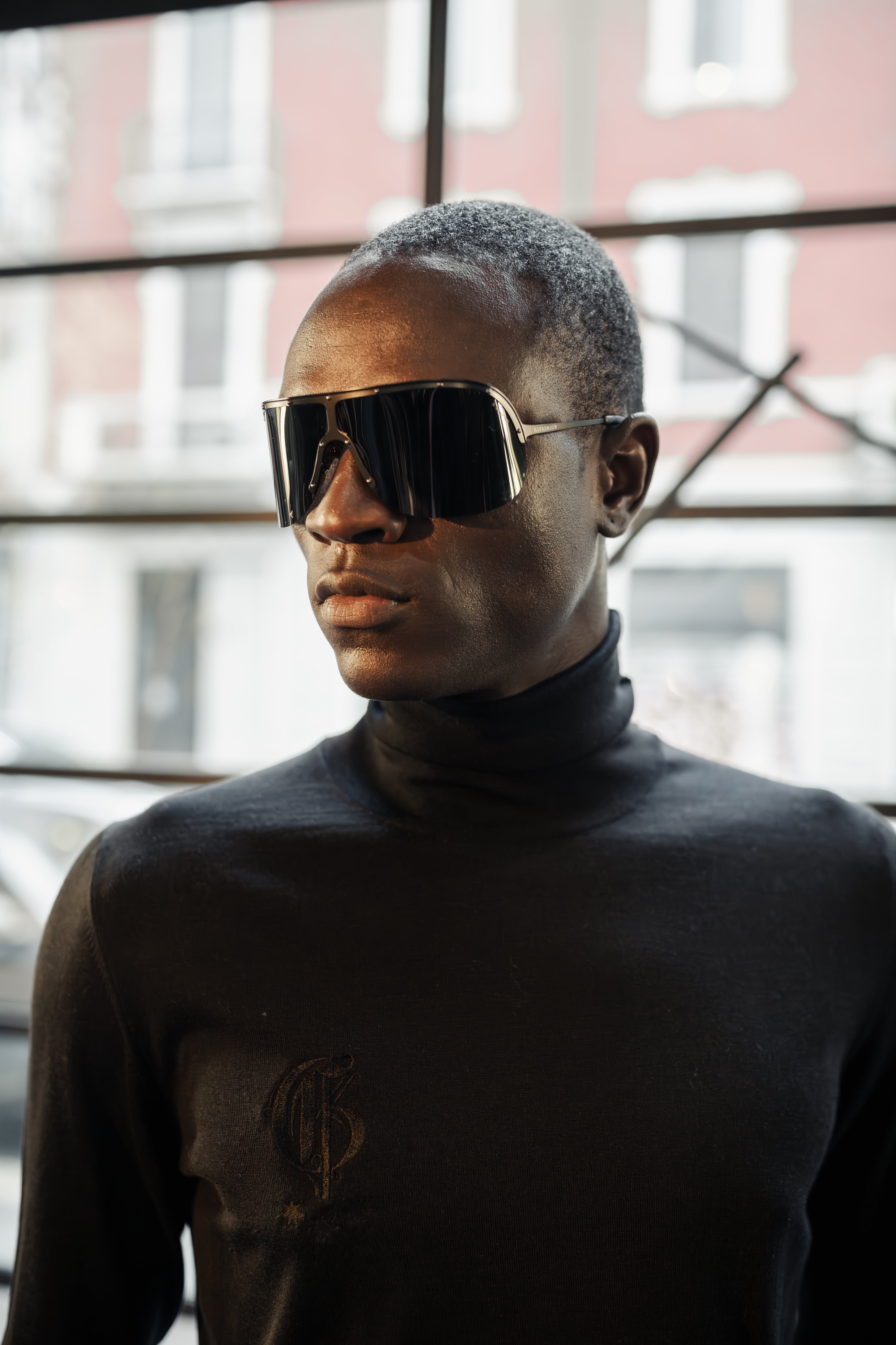 Black Cashmere Silk Mockneck