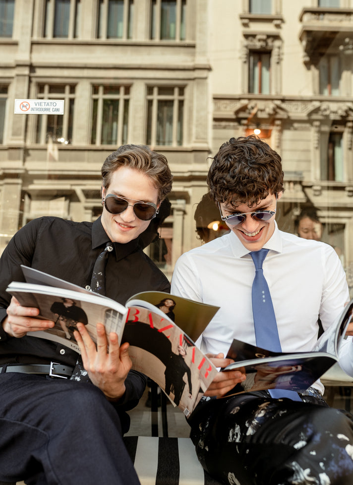White Stretch Shirt with French Collar