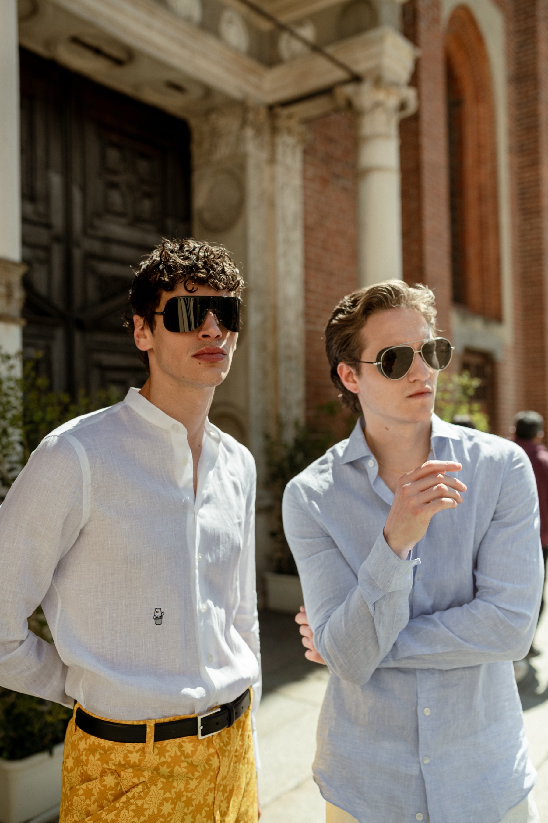 White Linen Shirt with Snow Logo