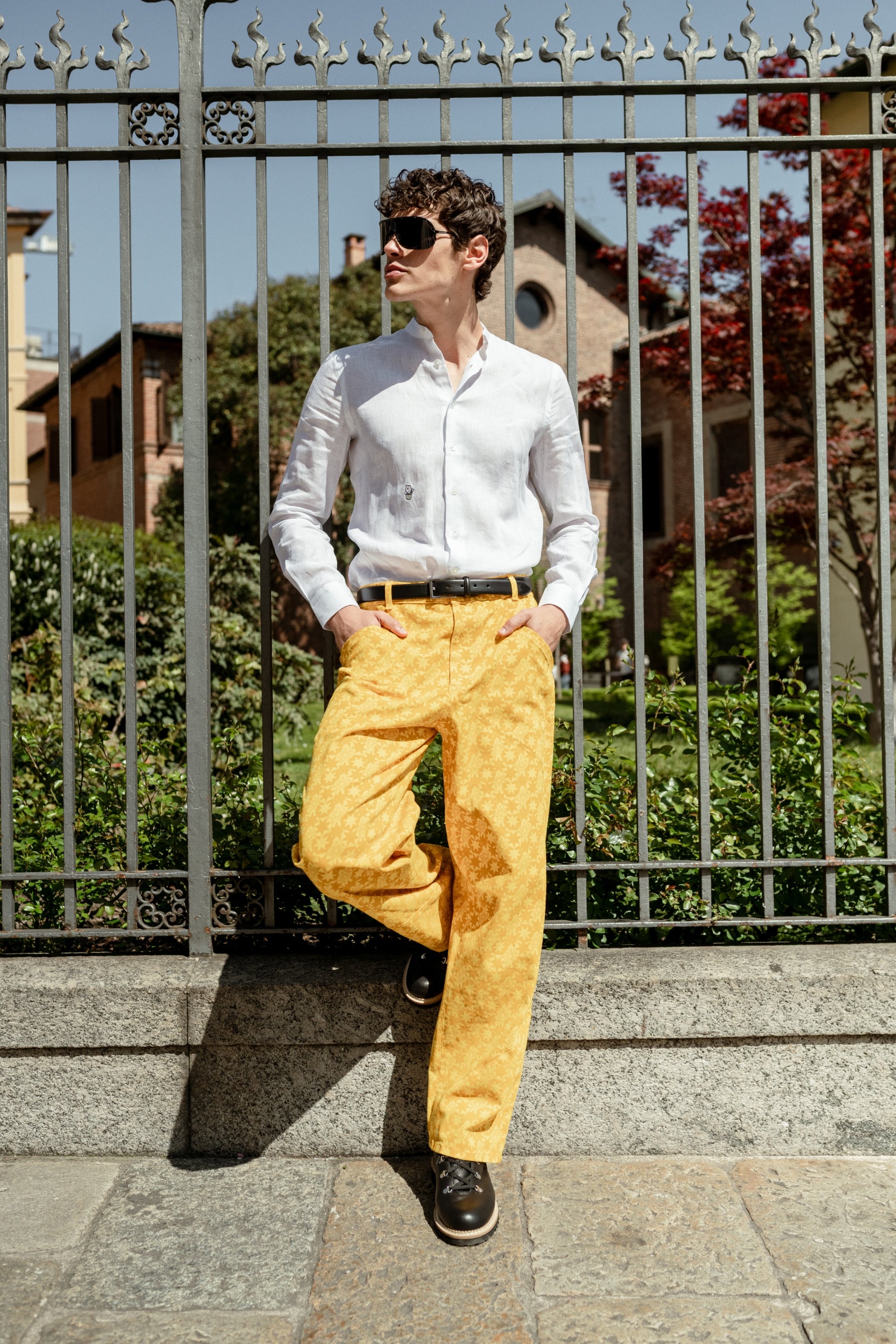 White Linen Shirt with Snow Logo