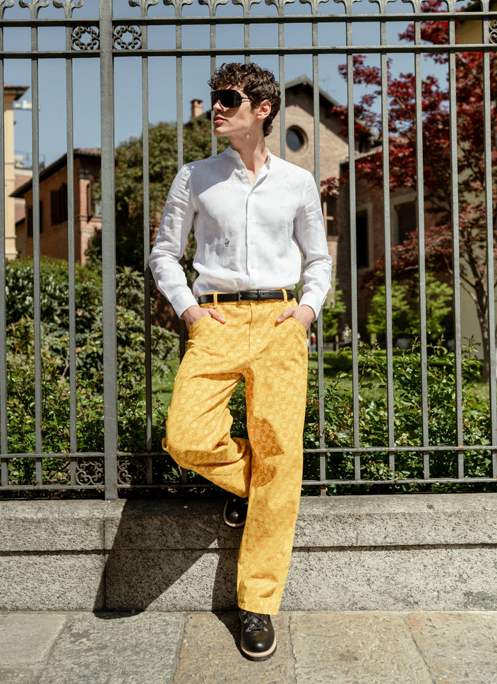 White Linen Shirt with Snow Logo