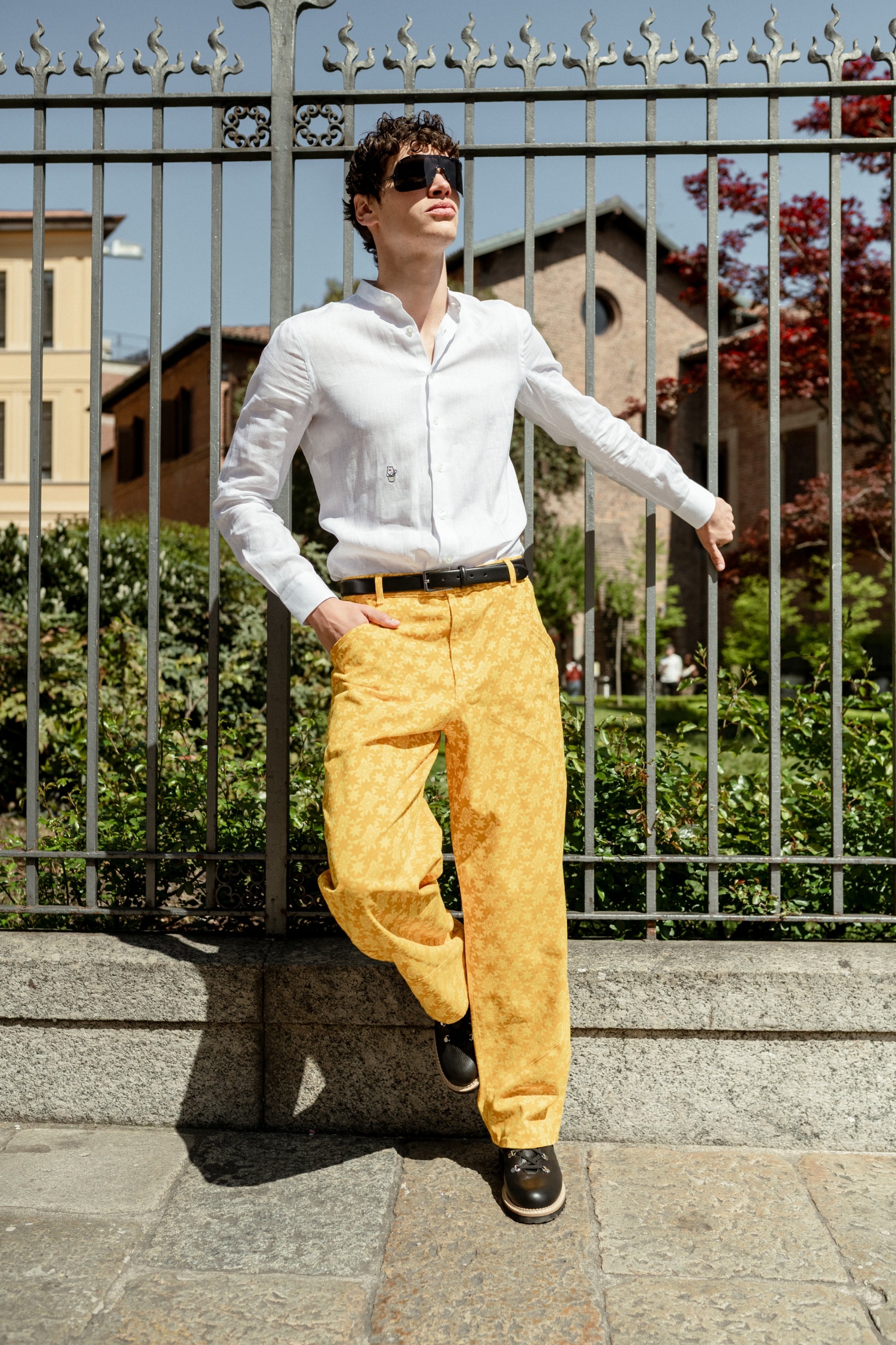 White Linen Shirt with Snow Logo