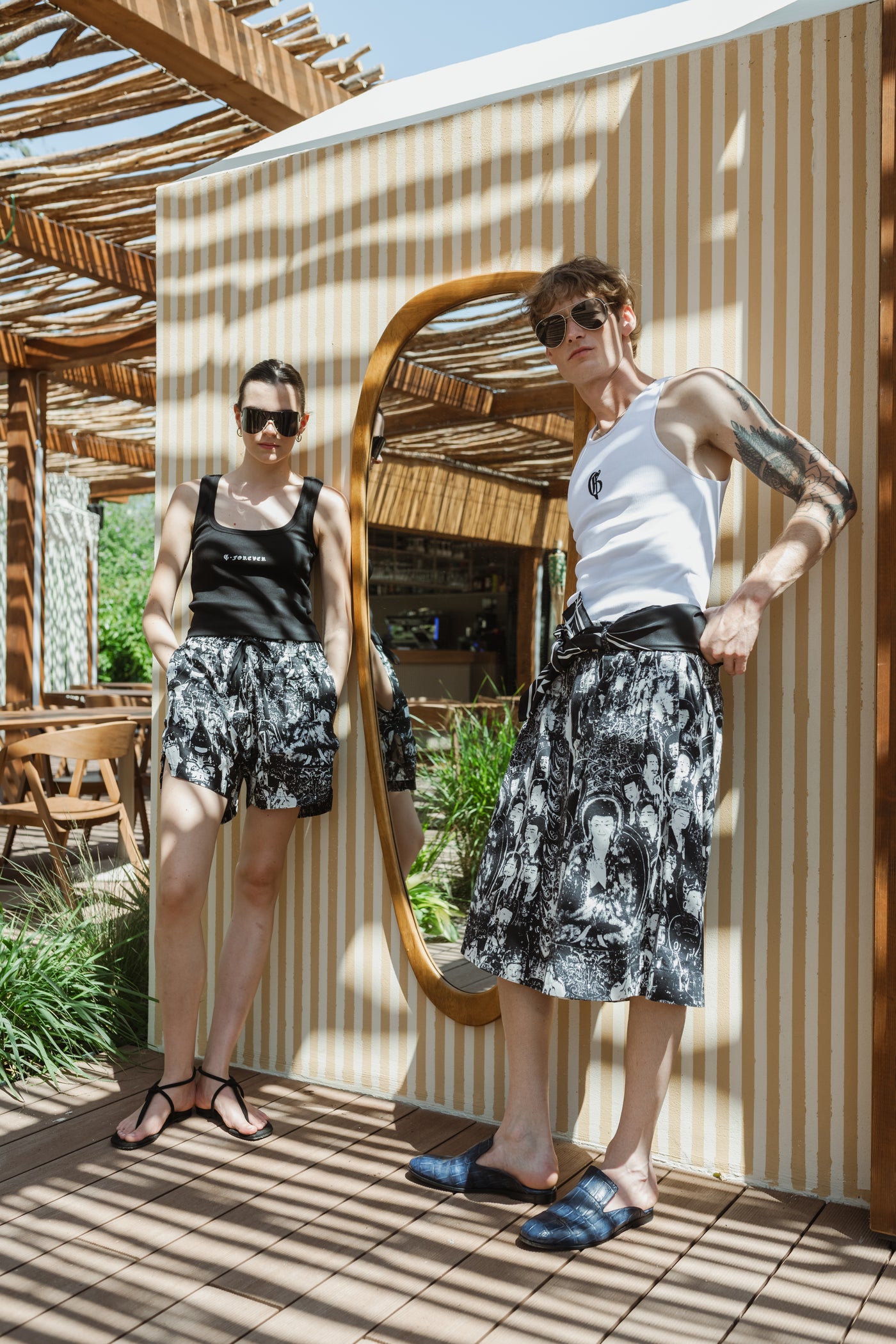 Buddha print pant skirt