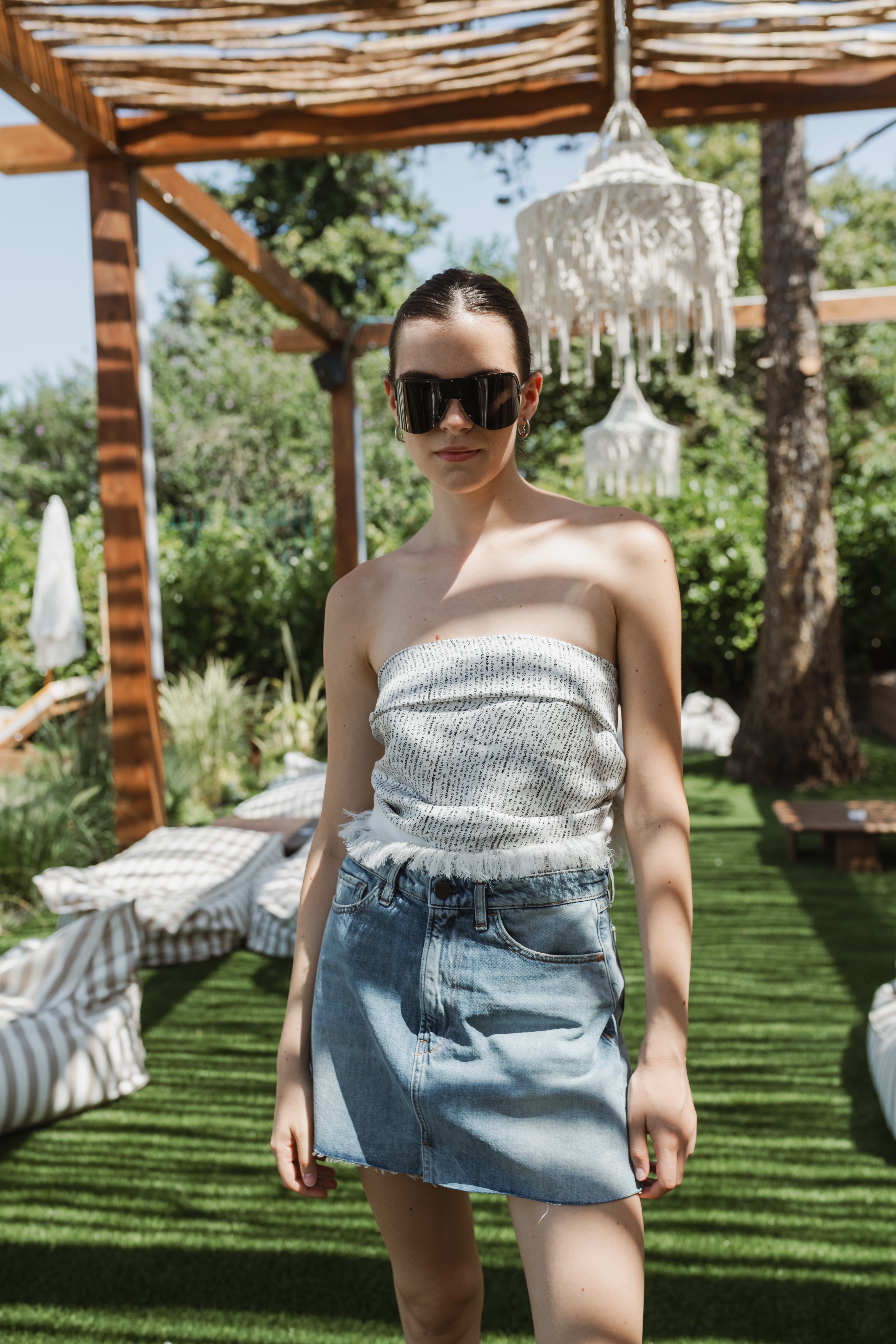 白色丝绸长方形围巾 