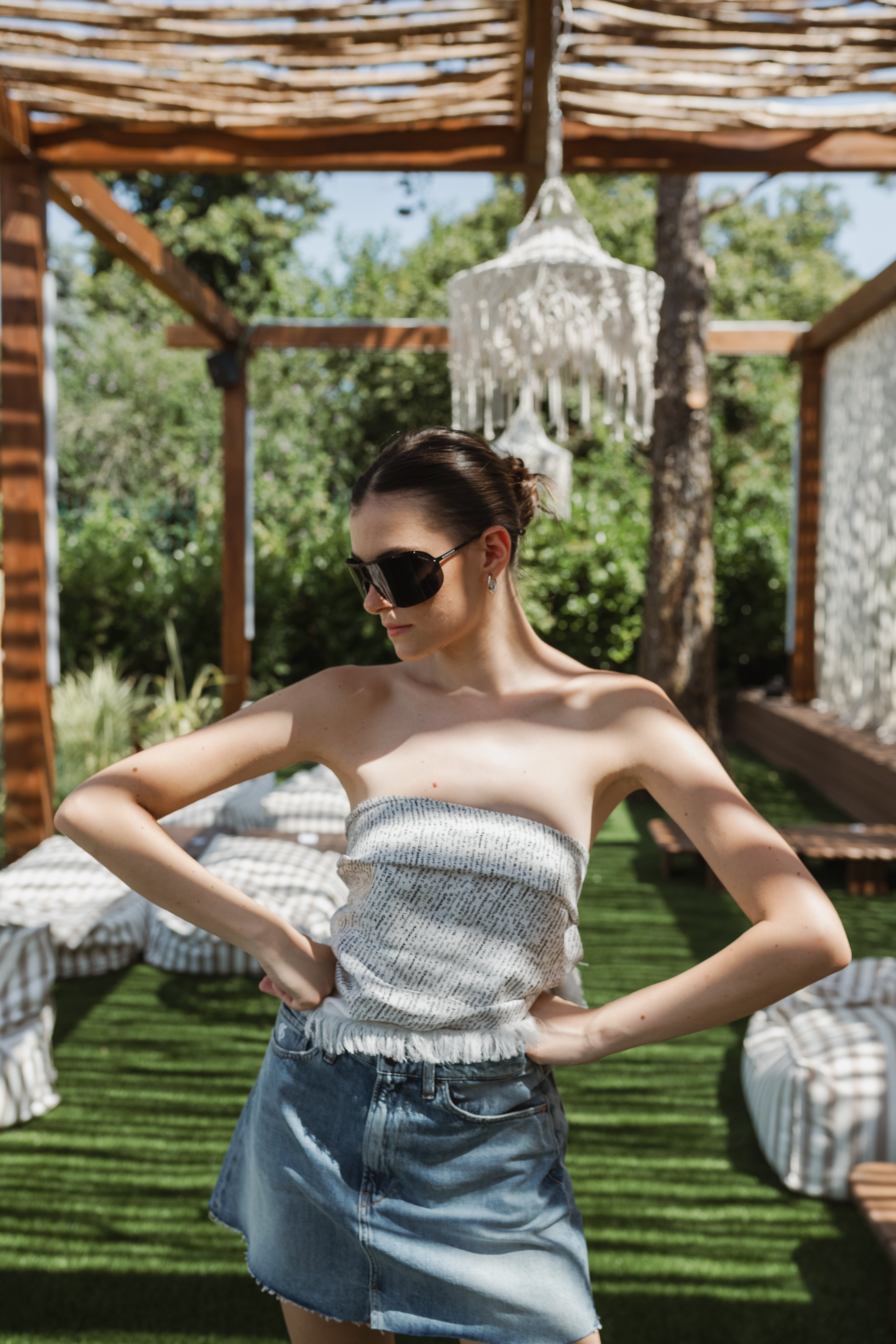 白色丝绸长方形围巾 