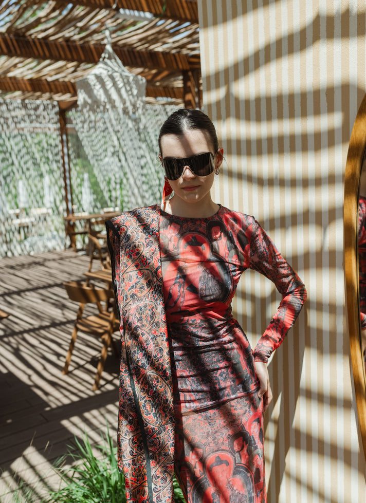 Buddha transparent midi dress