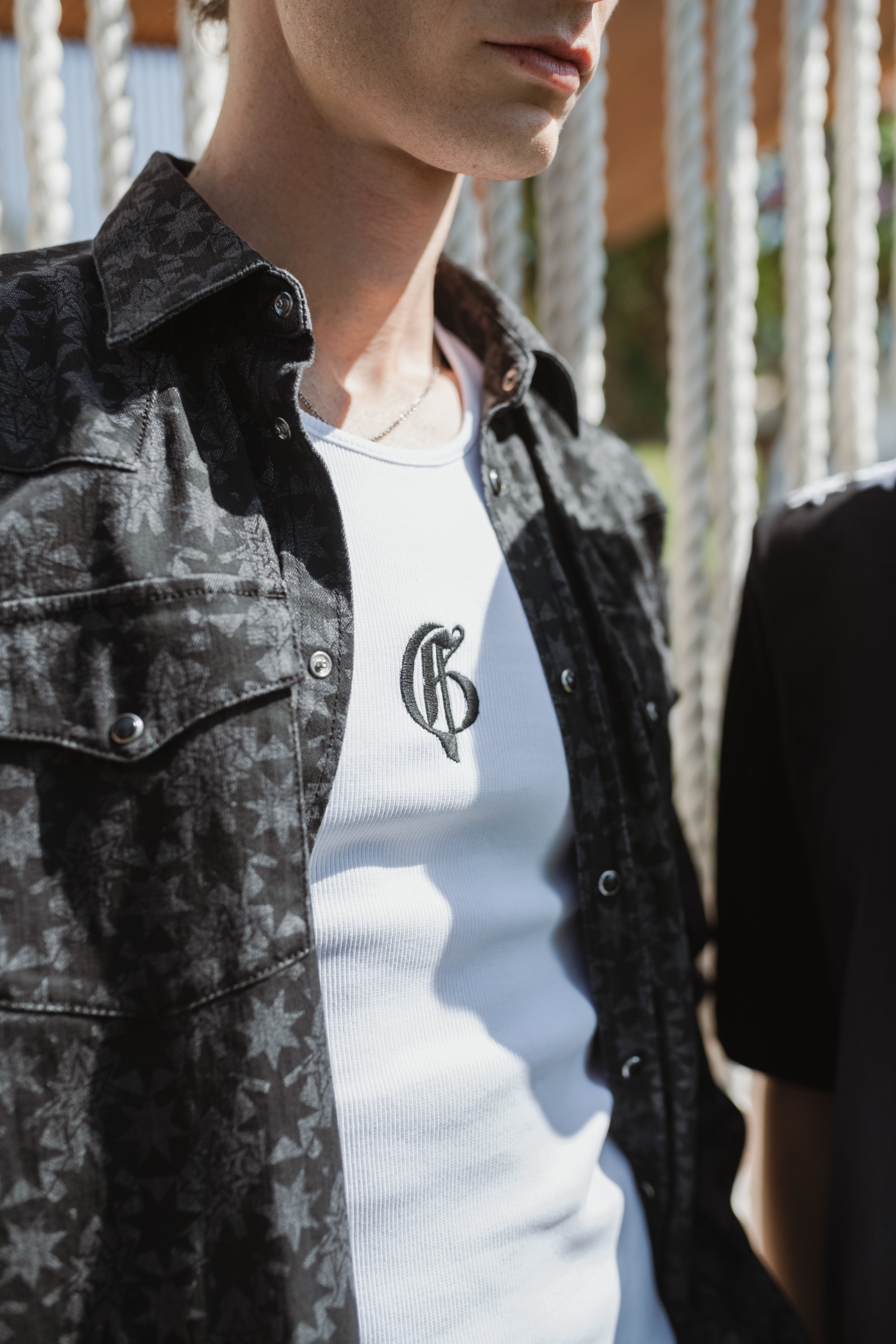 MELANGE BLACK DENIM SHIRT