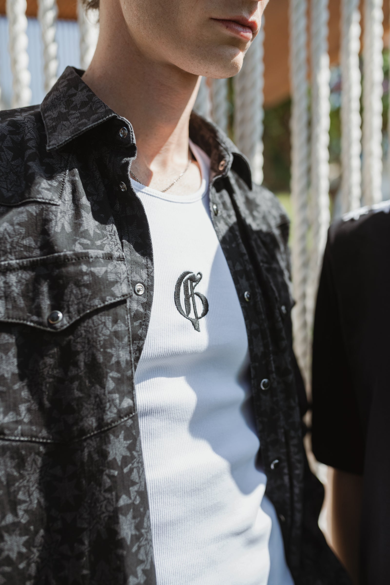 MELANGE BLACK DENIM SHIRT