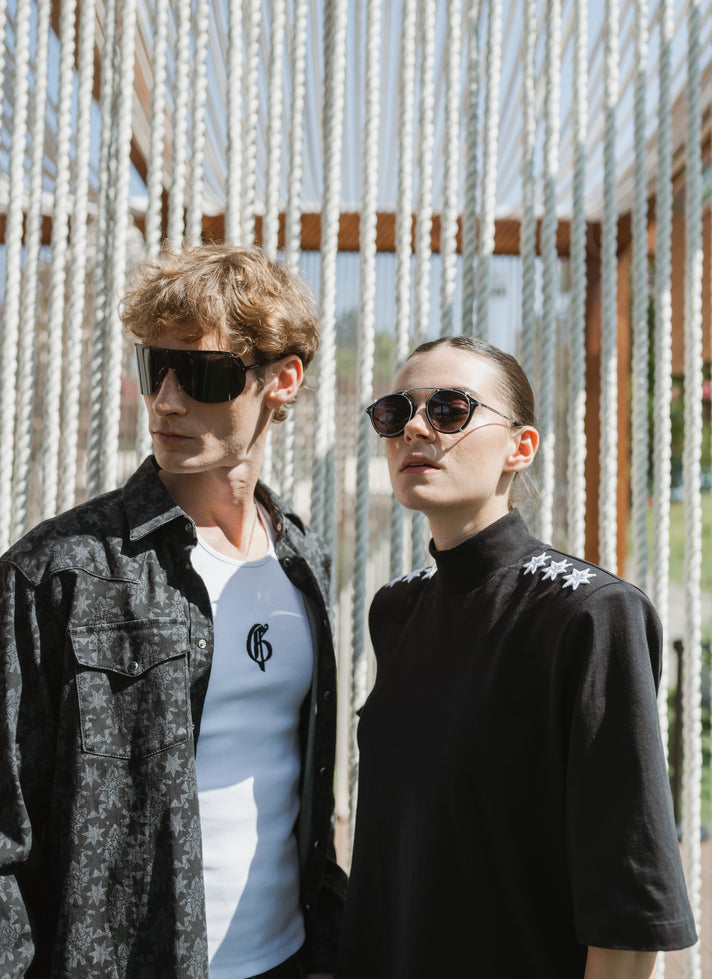 MELANGE BLACK DENIM SHIRT