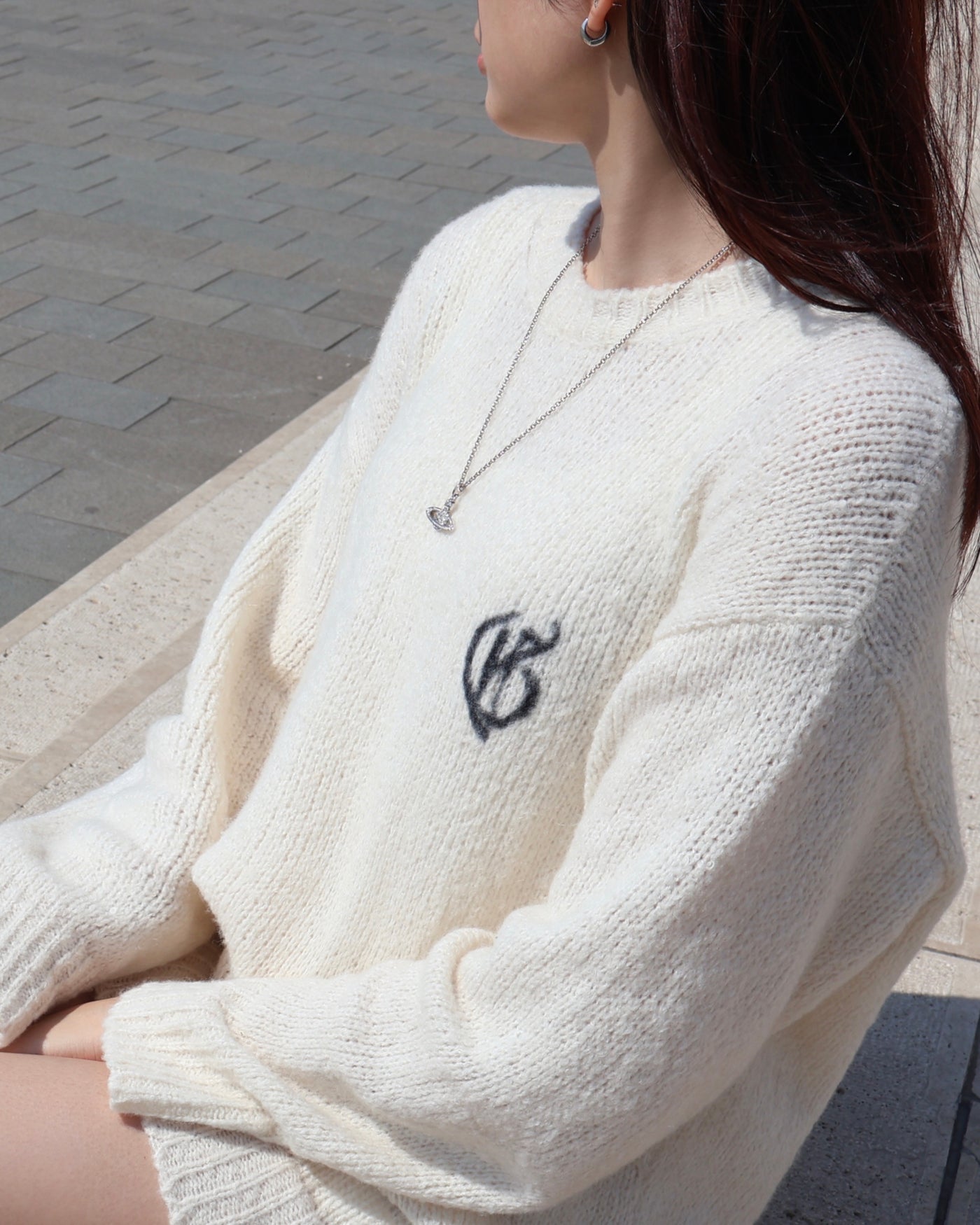 White loose fit sweater