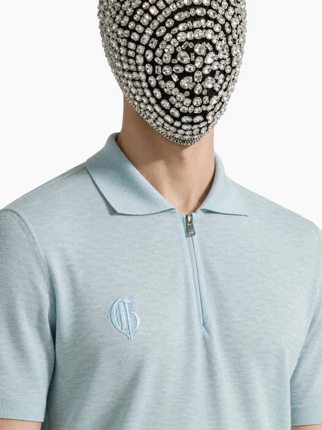 Pastel Blue Polo with Zip