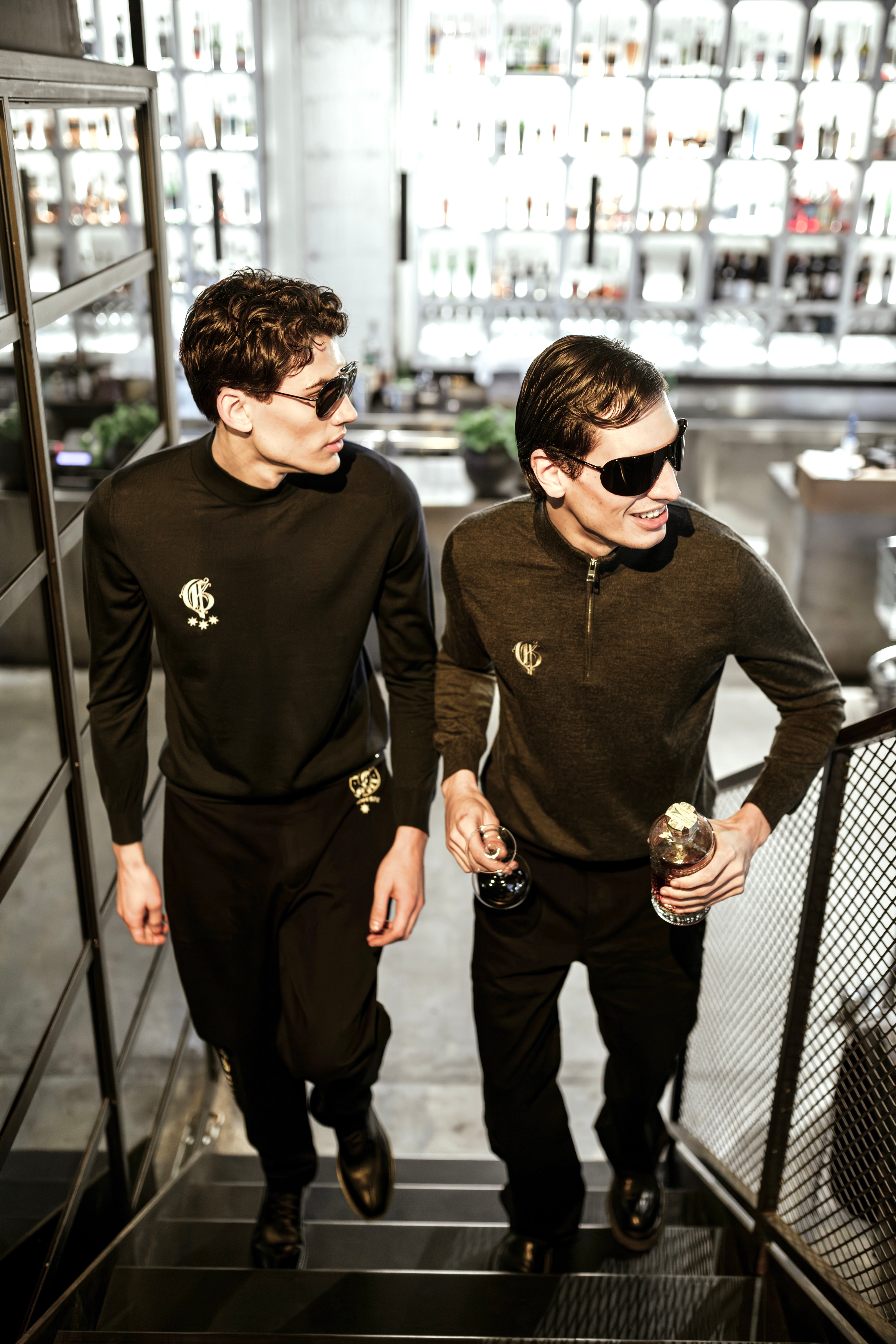 Grey Half-Zip Cashmere Silk Mockneck