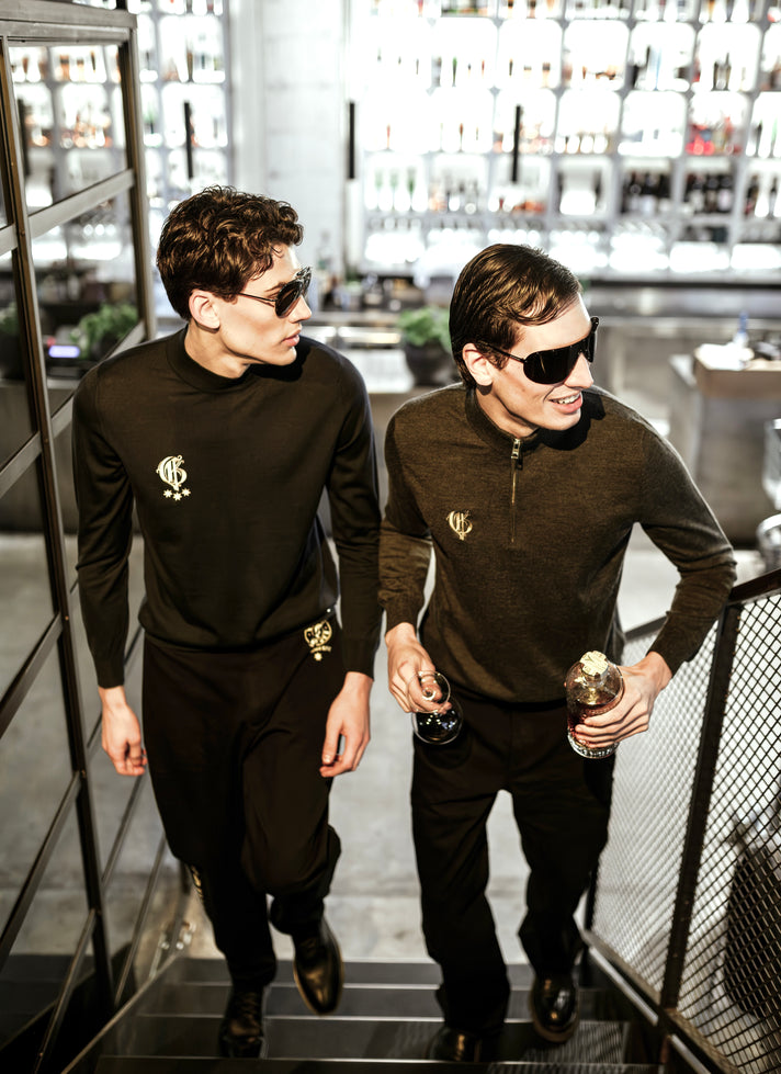 Grey Half-Zip Cashmere Silk Mockneck