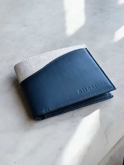 Blue Calf Leather Wallet