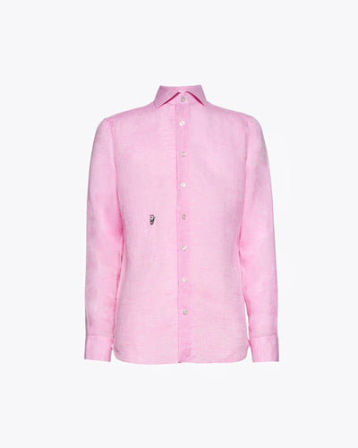 Pink Linen Shirt with Snow Logo