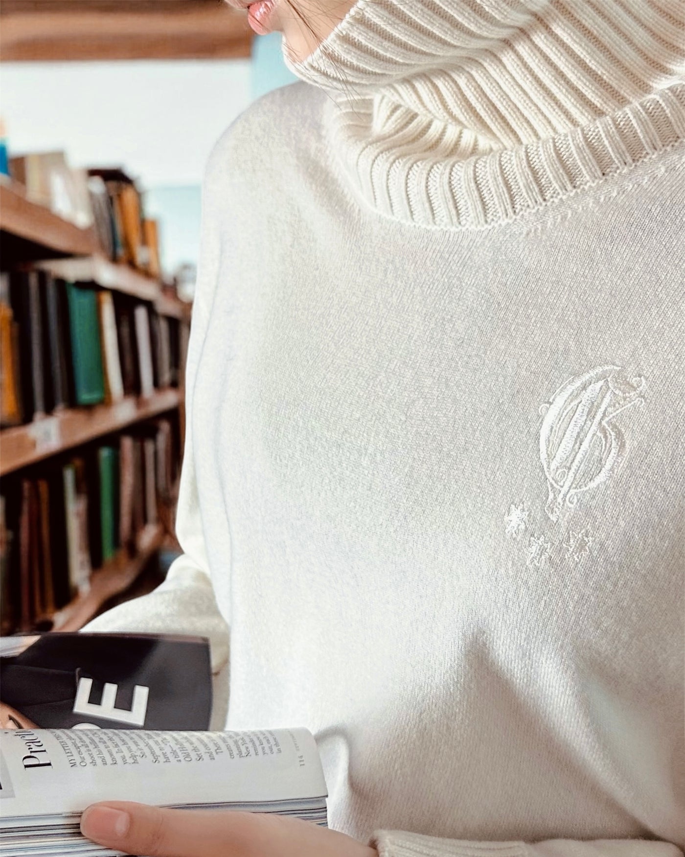 White cashmere sweater