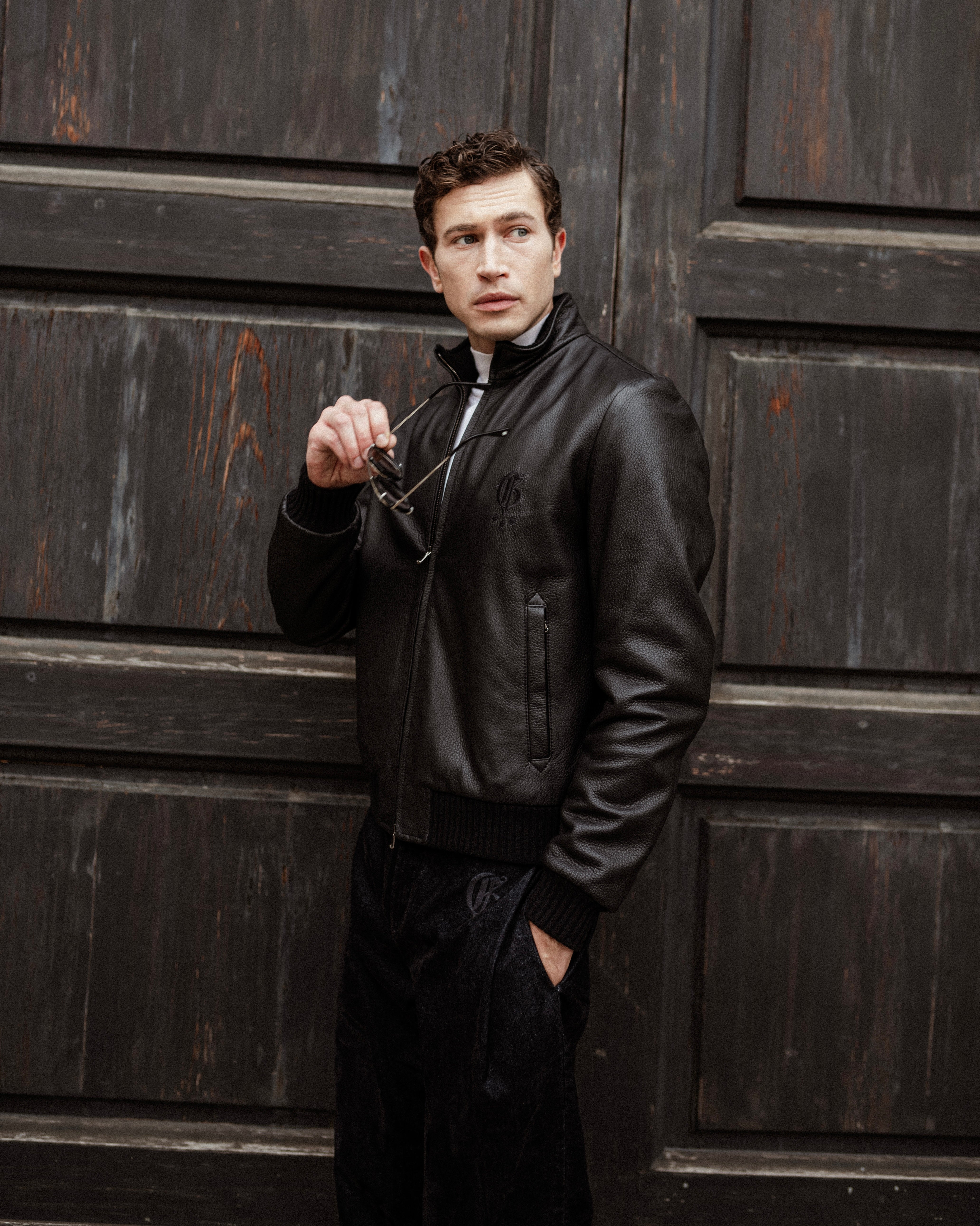 Black bomber in deerskin