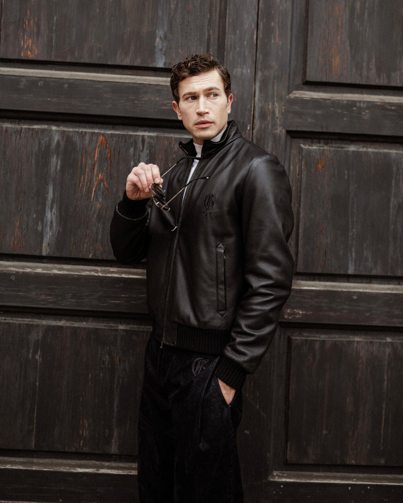 Black bomber in deerskin