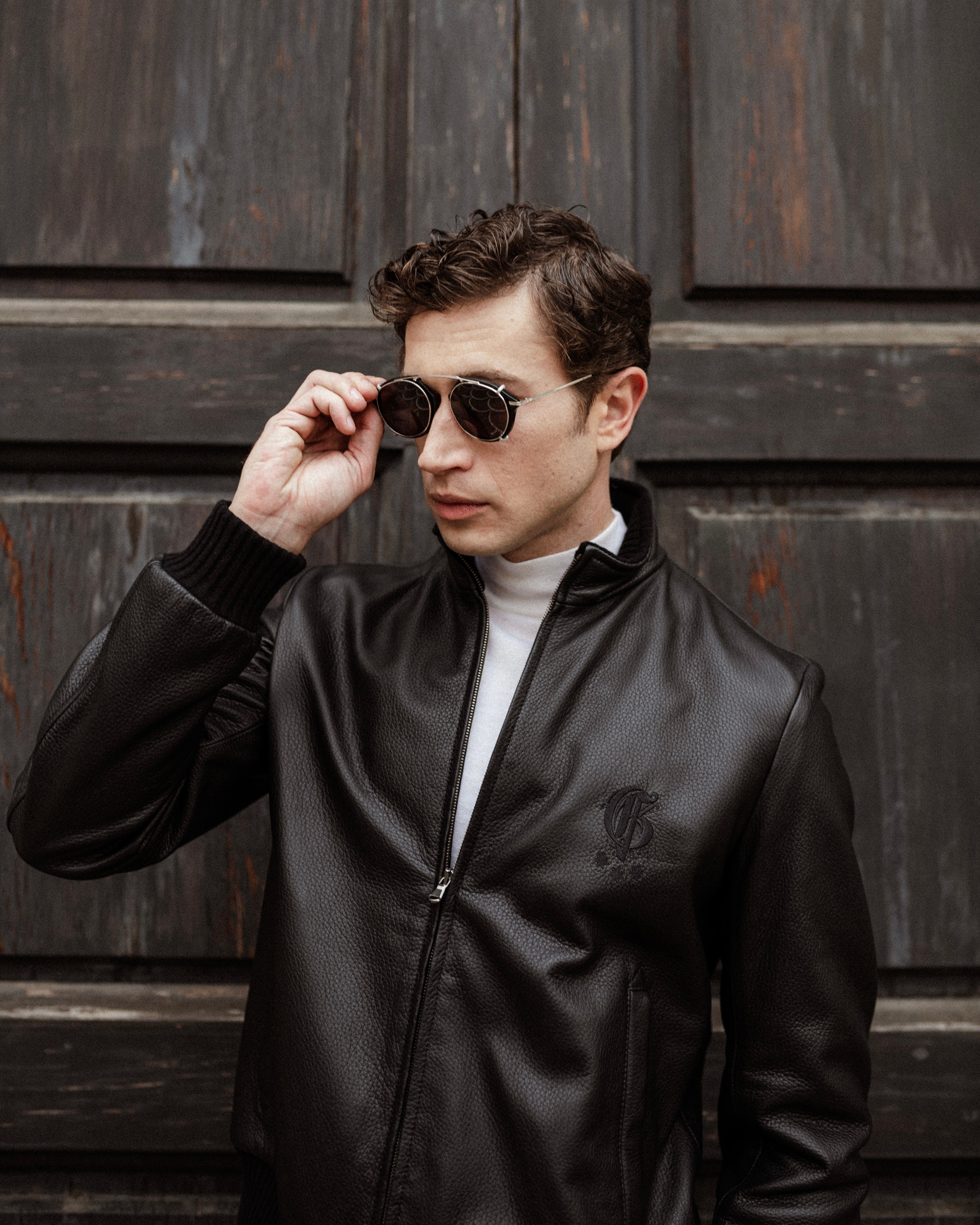 Black bomber in deerskin