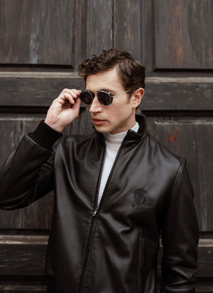 Black bomber in deerskin