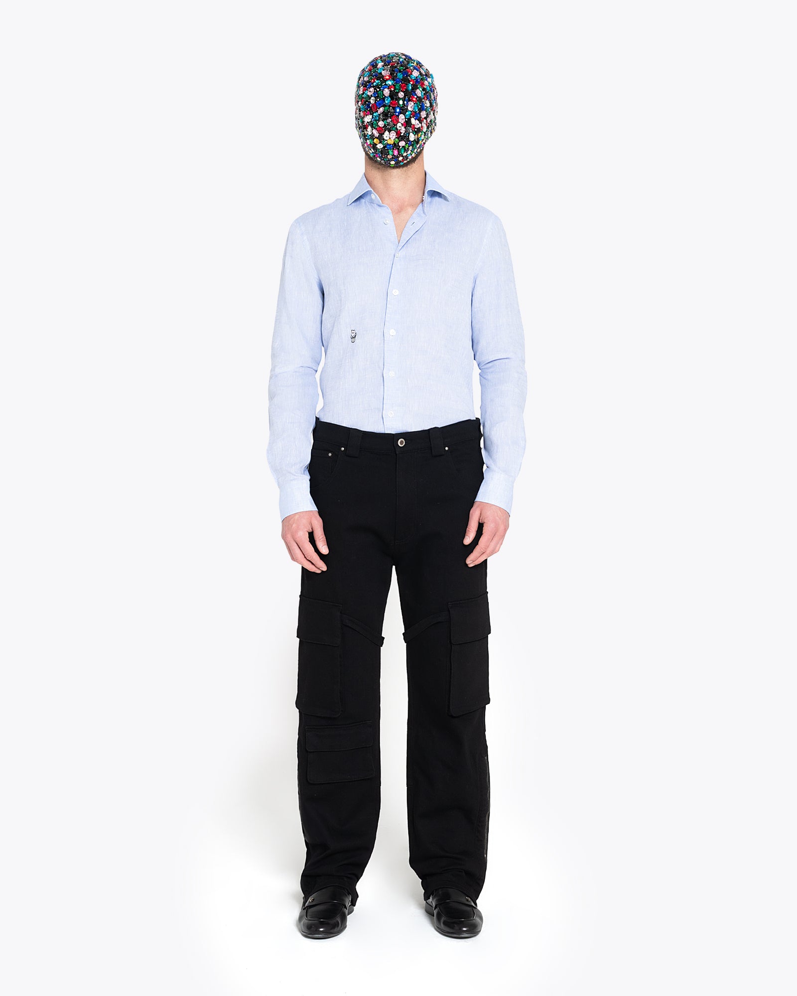 黑色工装牛仔裤