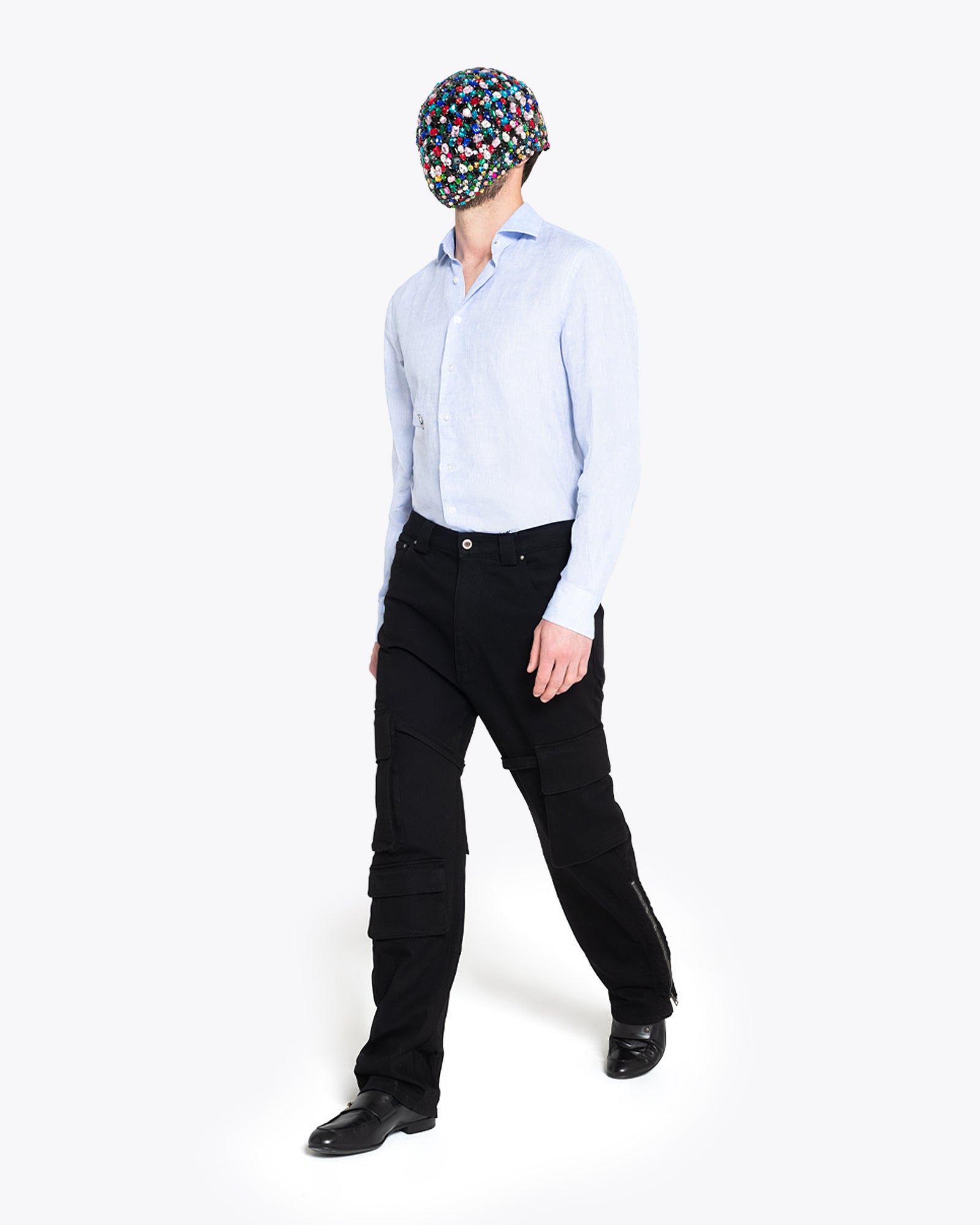 黑色工装牛仔裤