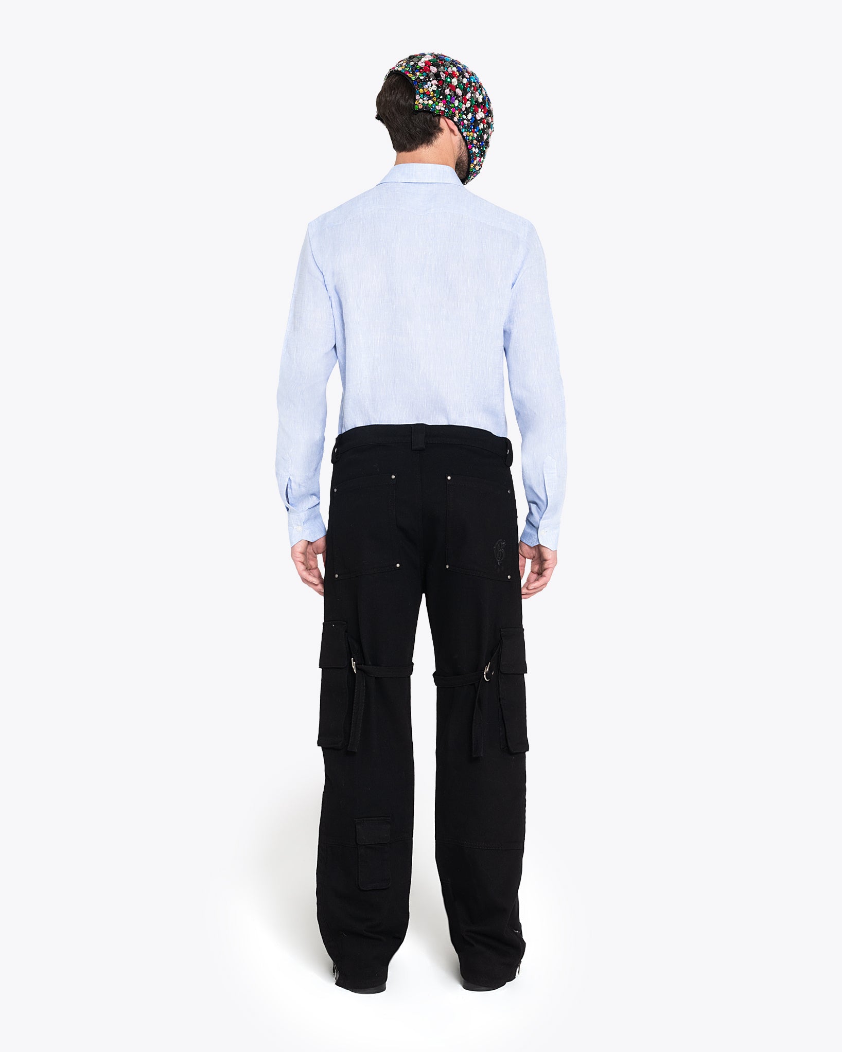 黑色工装牛仔裤