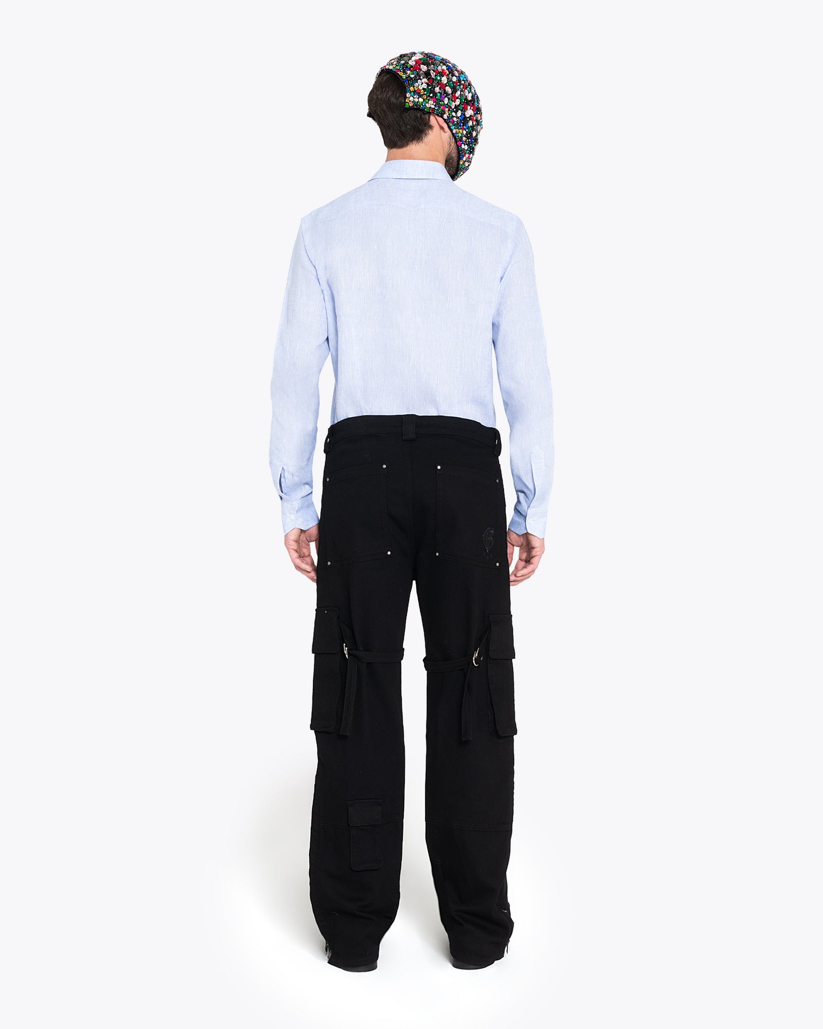 黑色工装牛仔裤