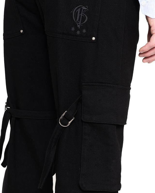 黑色工装牛仔裤