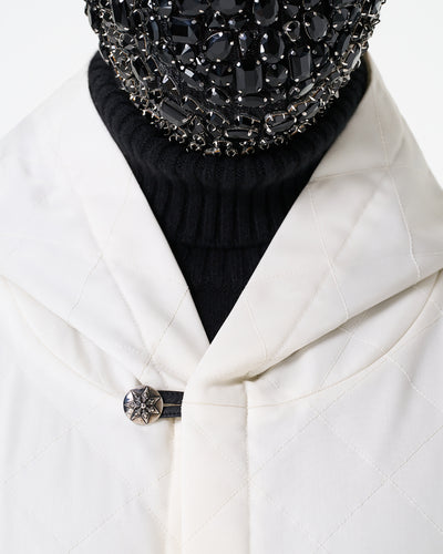 White Hooded and Quilted Robe Coat