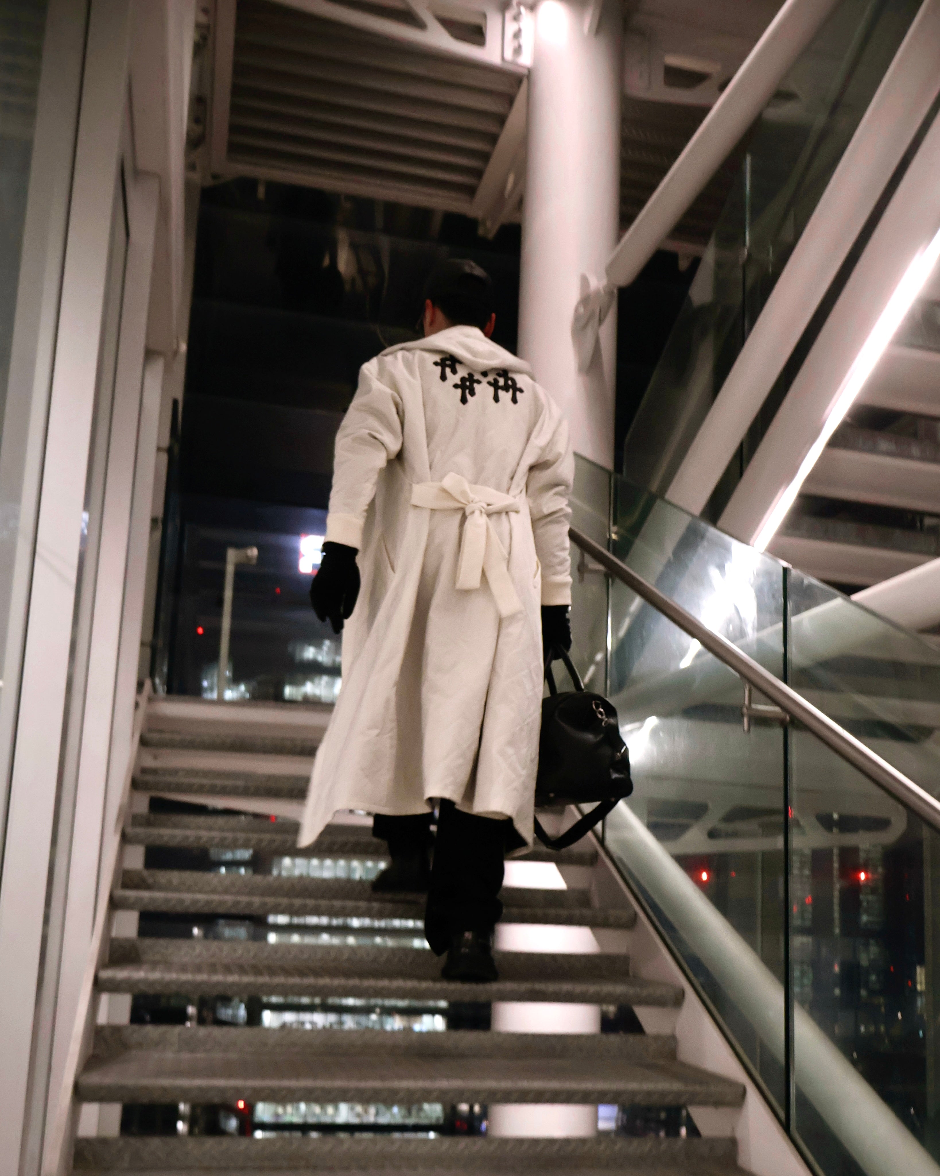 White Hooded and Quilted Robe Coat