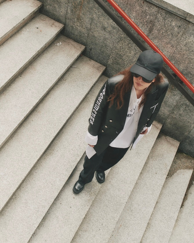 BLACK CASHMERE BLEND BASEBALL CAP