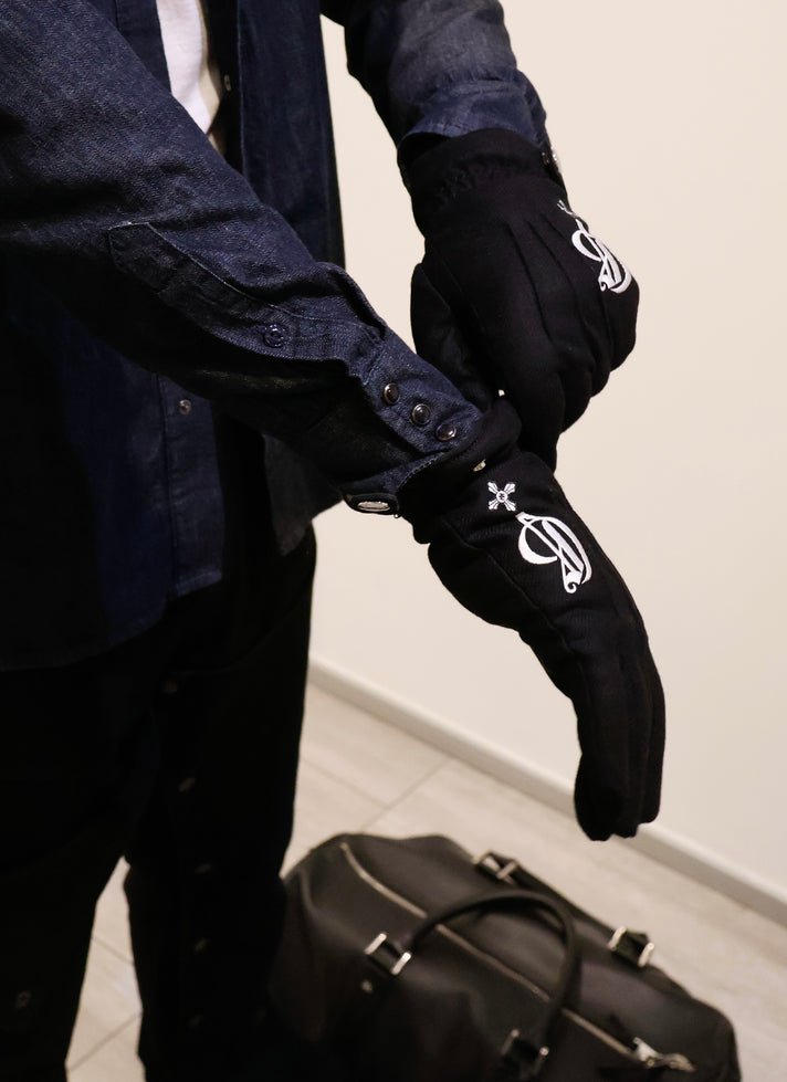 黑色羊绒混纺手套