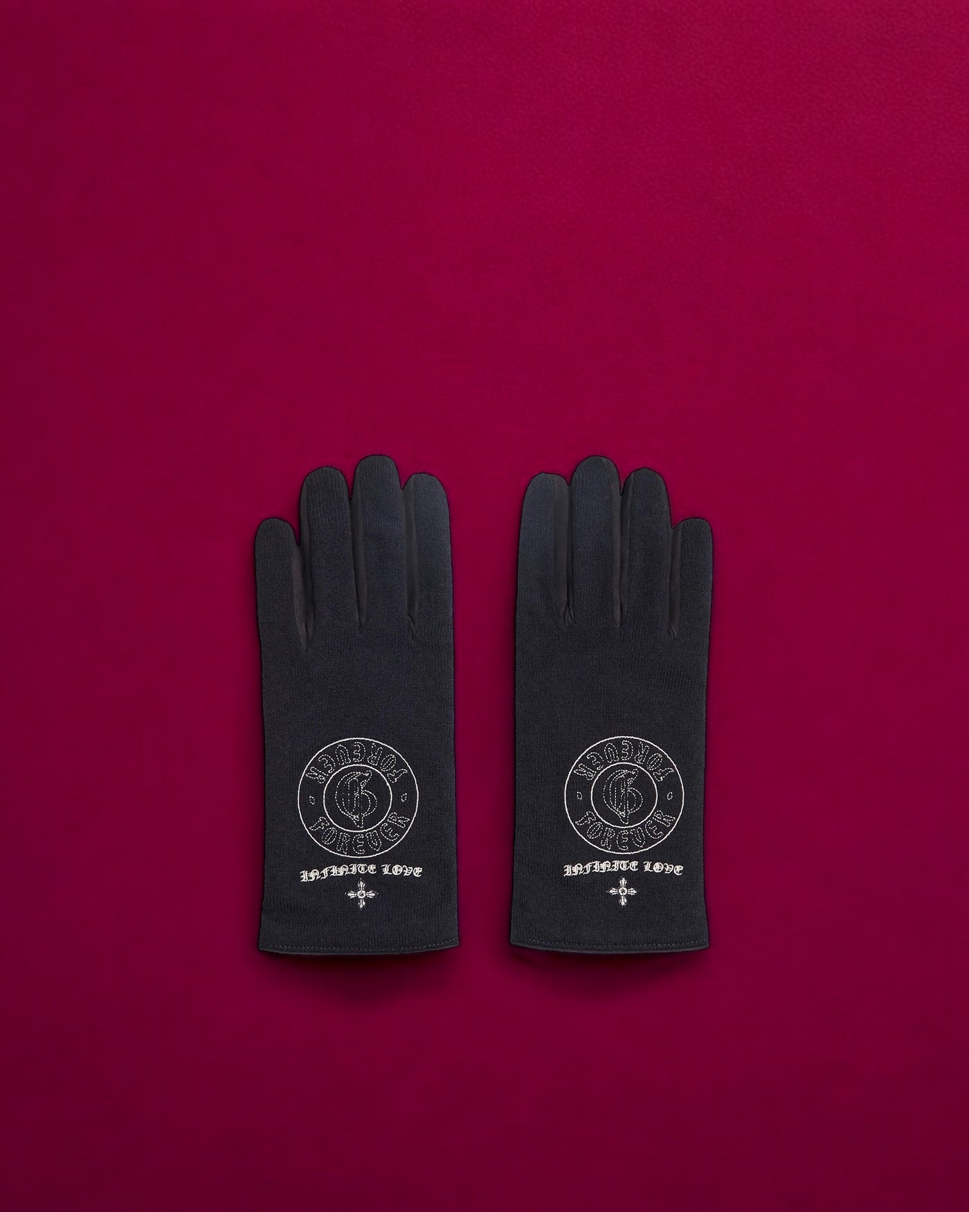 BLUE CASHMERE GLOVES WITH LOGO