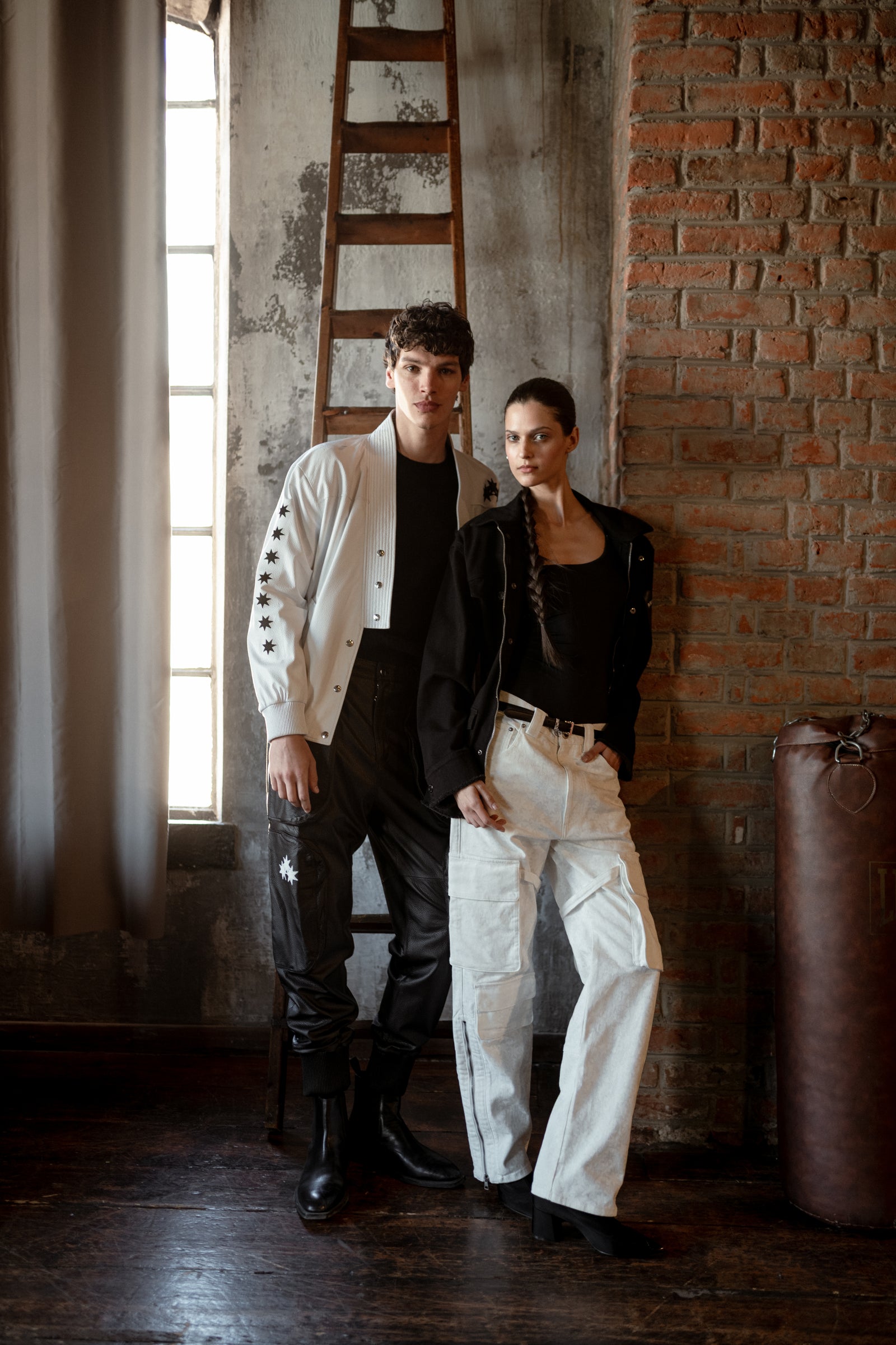 BLACK DEER LEATHER PANTS WITH LOGO