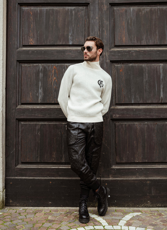 BLACK LEATHER CARGO PANTS