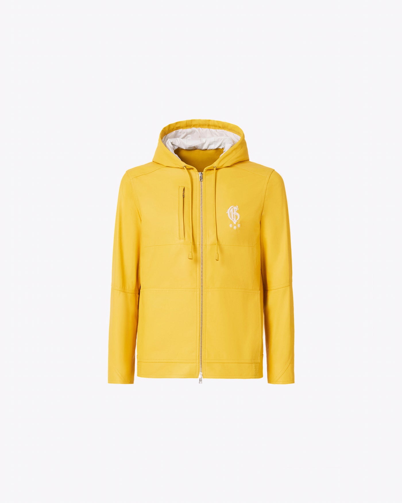 Yellow calfskin hooded jacket