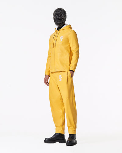 Yellow calfskin hooded jacket